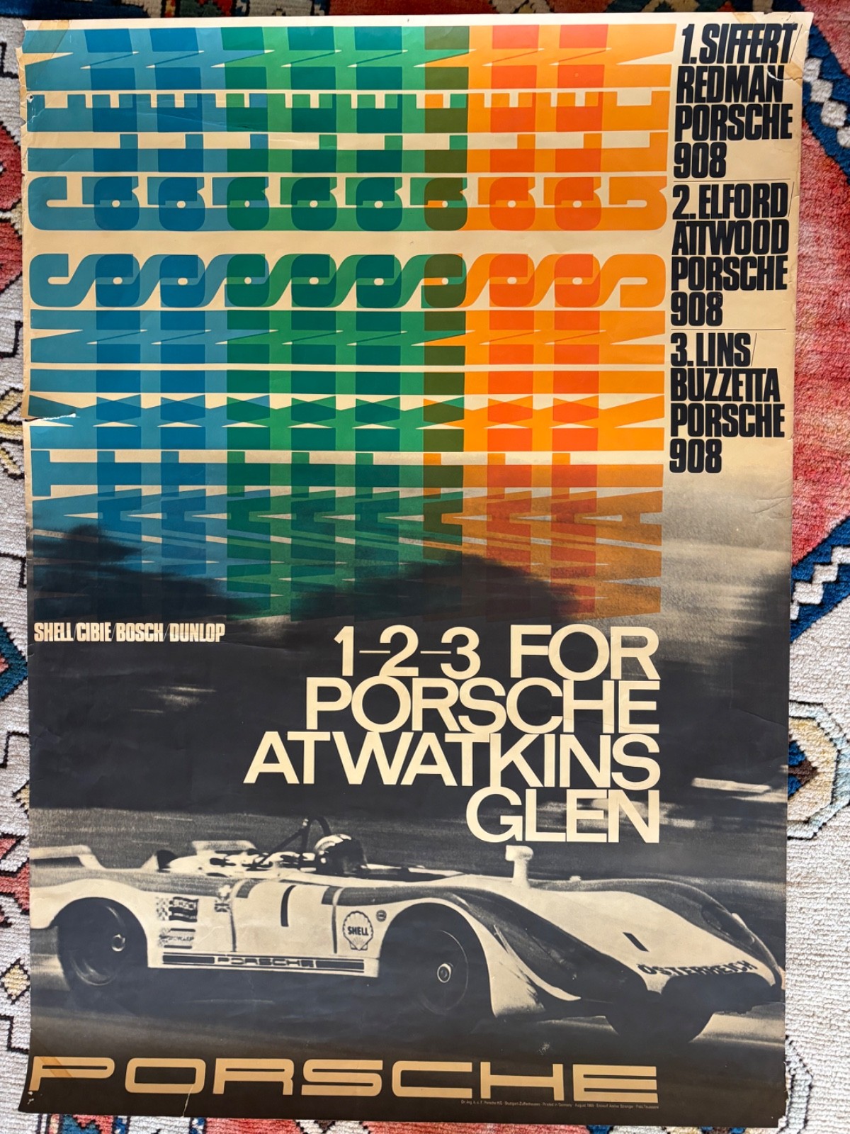 PORSCHE FACTORY POSTER 1969 WATKINS GLEN