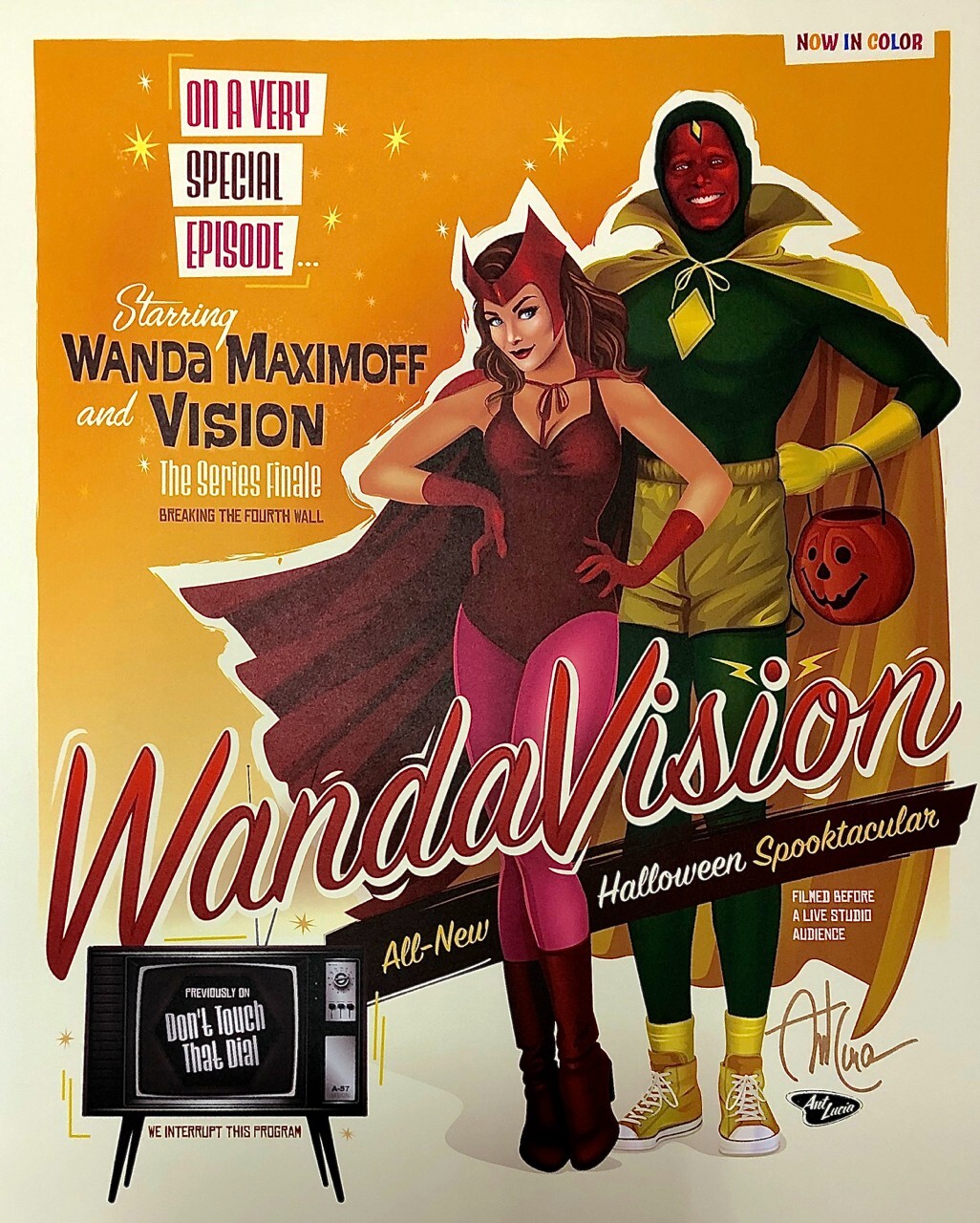 Ant Lucia SIGNED Disney + Disney+ Wandavision Art Print ~ Scarlet Witch & Vision