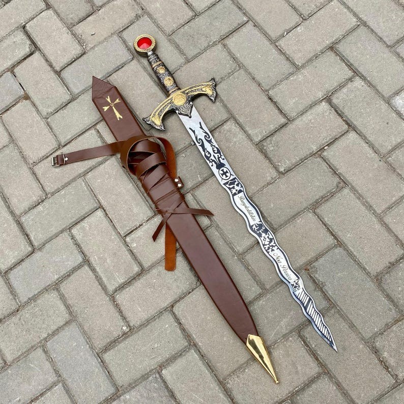 Hand Forged Once Upon a Time Excalibur Replica Sword: High Carbon Steel Cosplay 