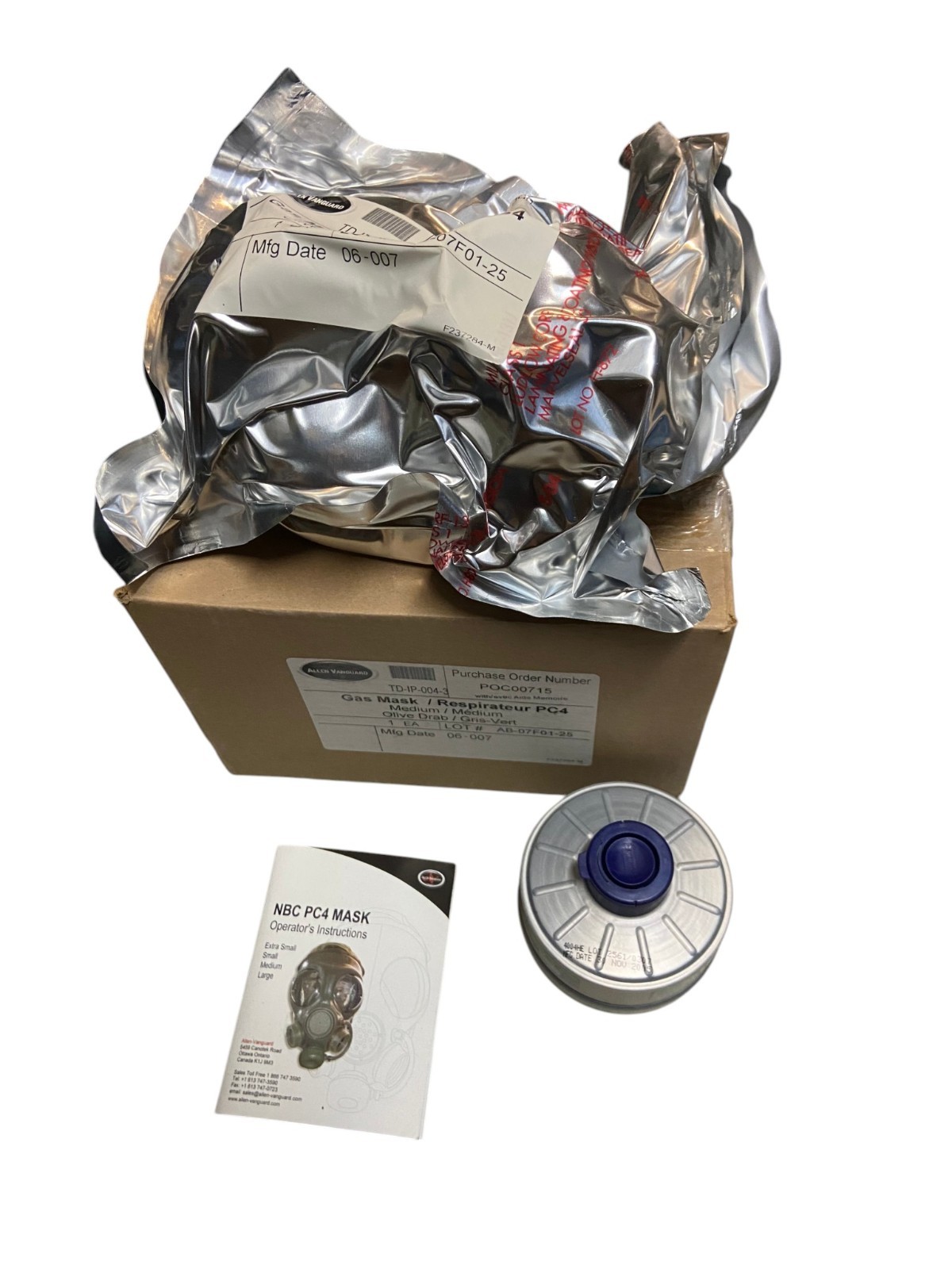 Canadian Armed Forces C4 Gas Mask W/ Original Box & Sealed NBC Filter - Medium