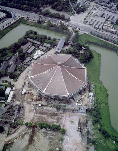 The Nippon Budokan Is Under Construction On July 13, In Tokyo, 1964 Old Photo