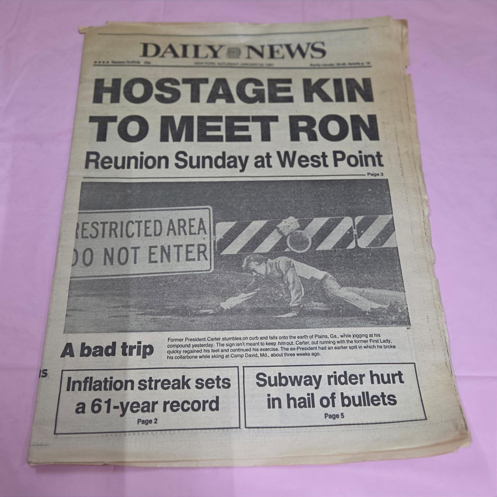 1981 NY Daily News Iran Hostages Reagan West Point Super Bowl XV