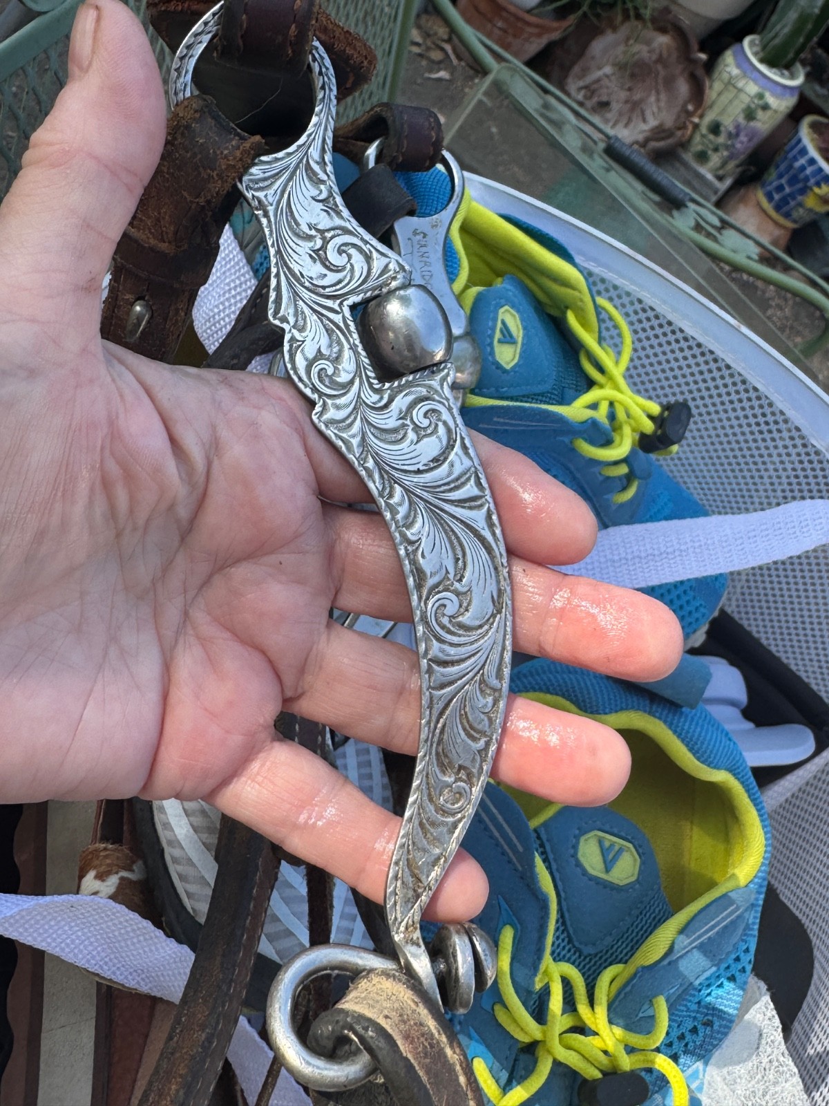 Stainless Engraved Snaffle Bit A. Tietjen Inductee into Cowboy Hall of Fame