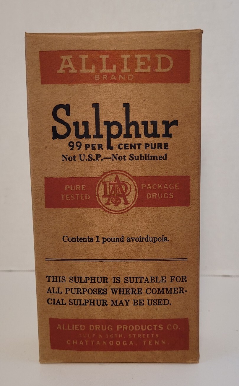 Vintage Allied Drugs Sulphur Box Chattanooga Tennessee NOS Patten Food  