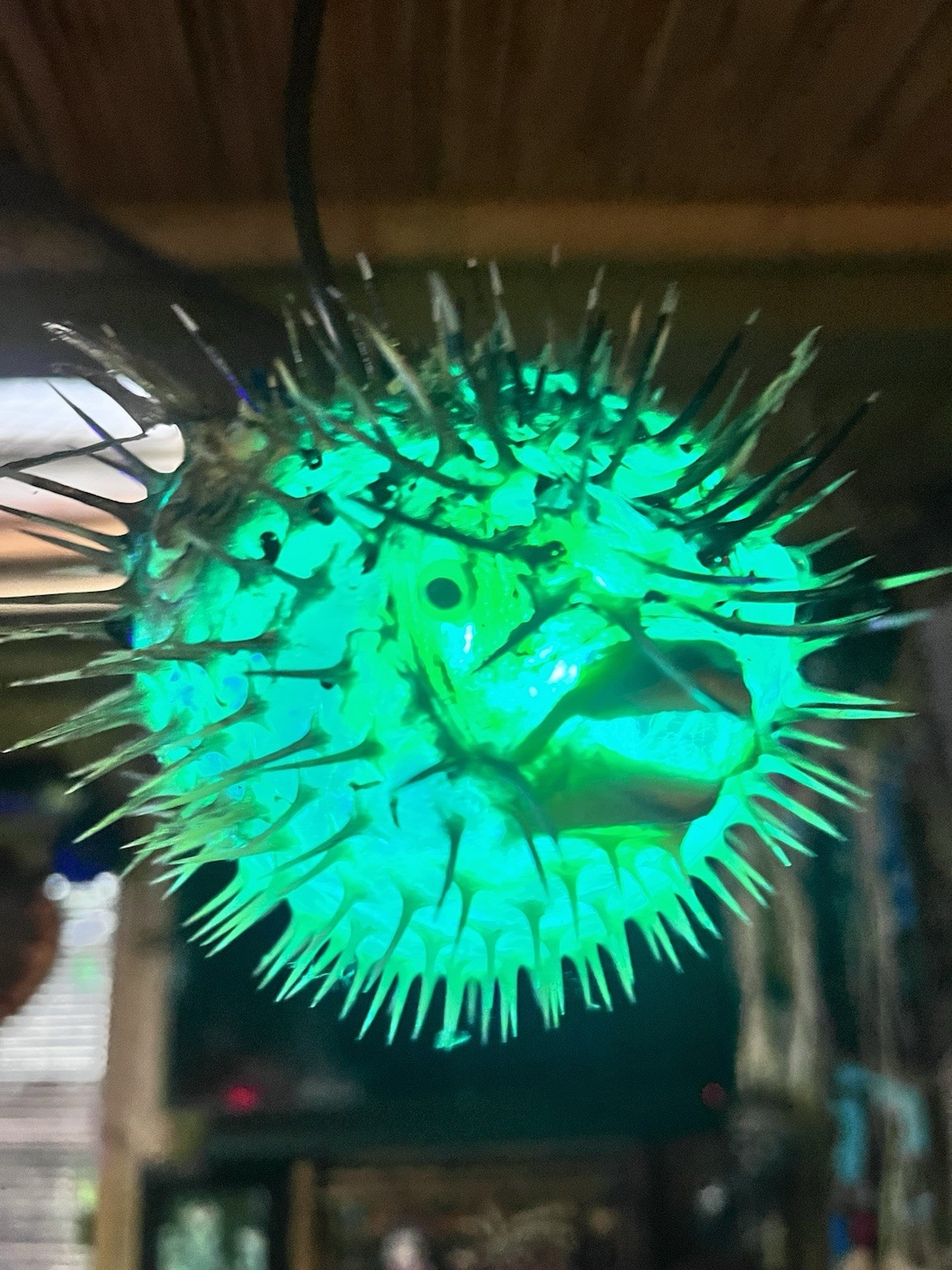 NEW 4”-5” Pufferfish Lamp w/Color Changing LED Tiki bar Smokin Tikis Oceanic