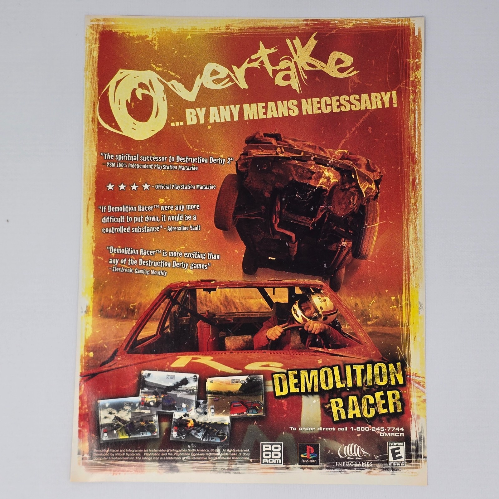 Demolition Racer PlayStation PS1 Overtake Print Ad/Poster