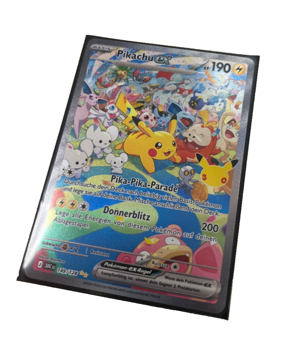 Pikachu ex SAR Pokemon 30th Anniversary 30C 149/128 *German* Tag Version