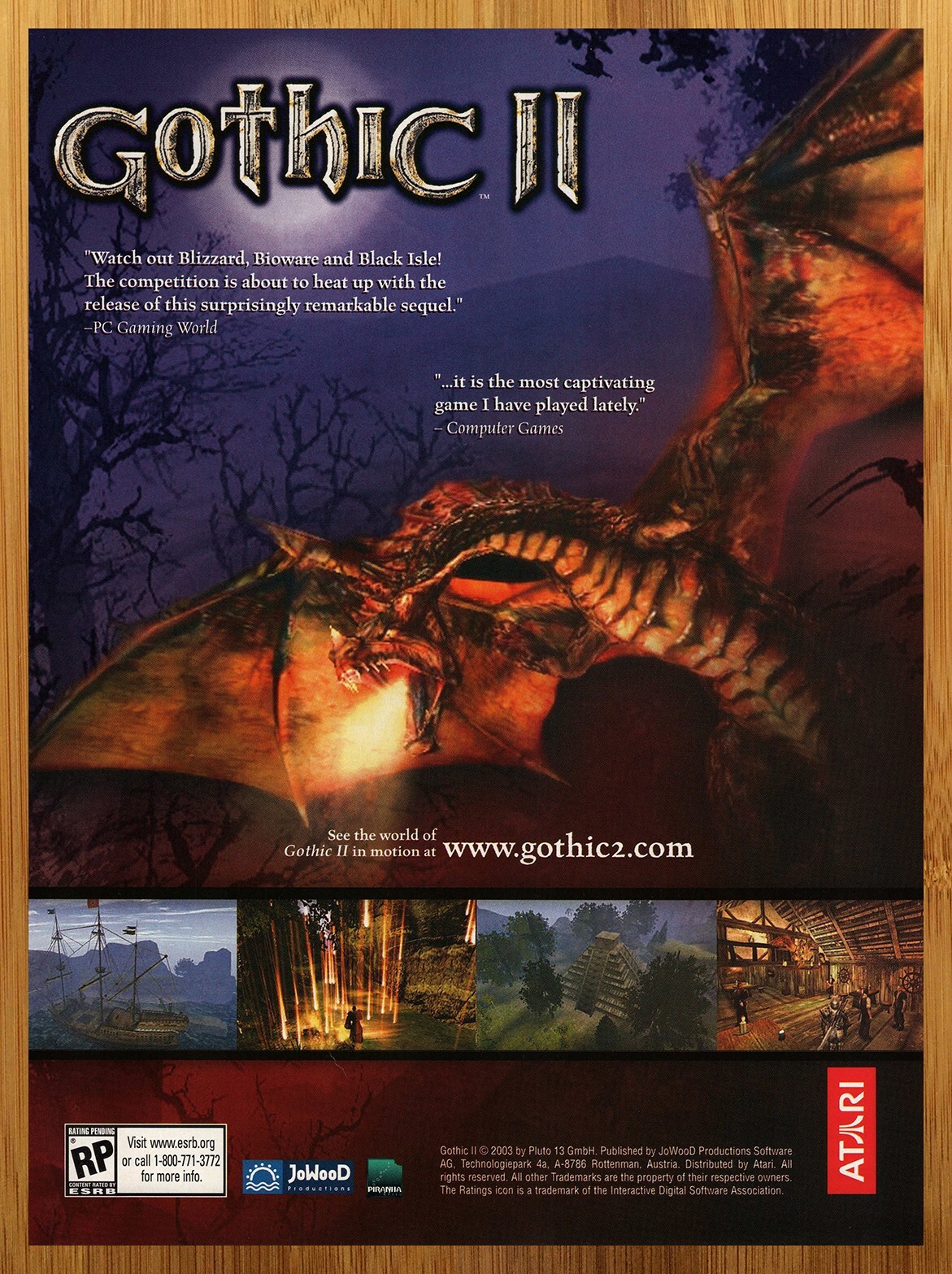 2003 Gothic II 2 PC Vintage Print Ad/Poster Fantasy Dragon Video Game Promo Art