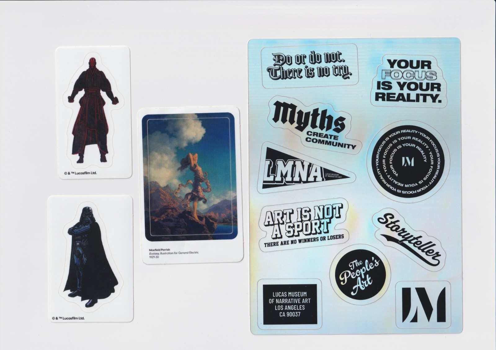 Lucas Museum of Narrative Art Sticker Set Darth Vader Maul Maxfield Parrish