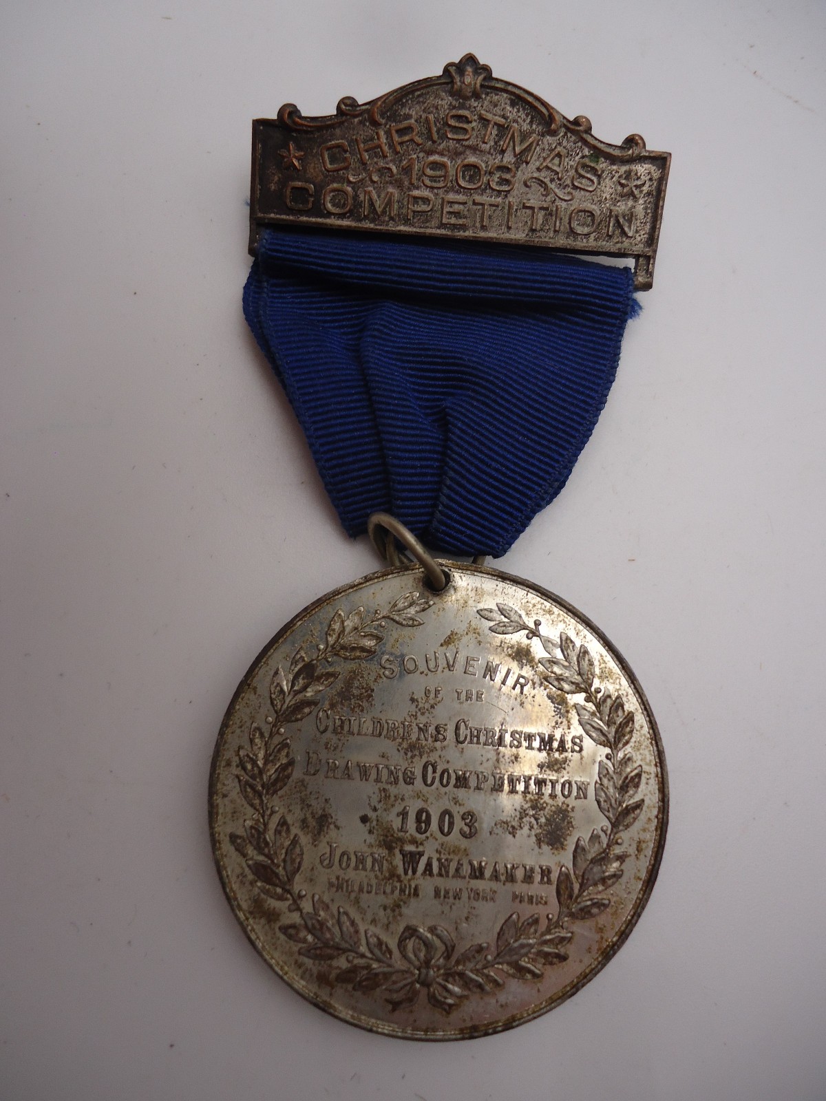 Vtg 1903 (1st year) John Wanamaker Childrens Christmas Drawing Competition Medal