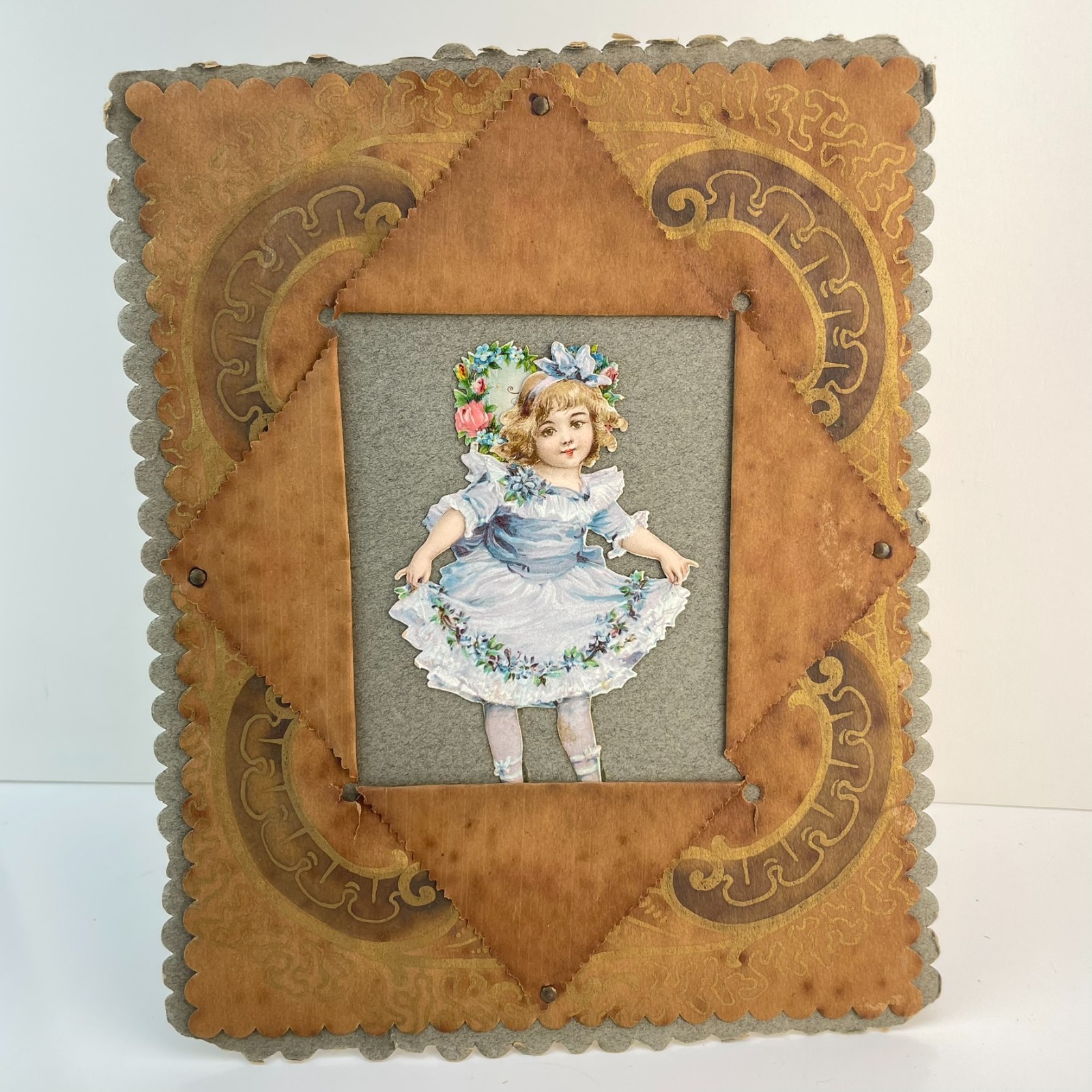 Antique Victorian Edwardian Die Cut Standing Valentine Card Handmade