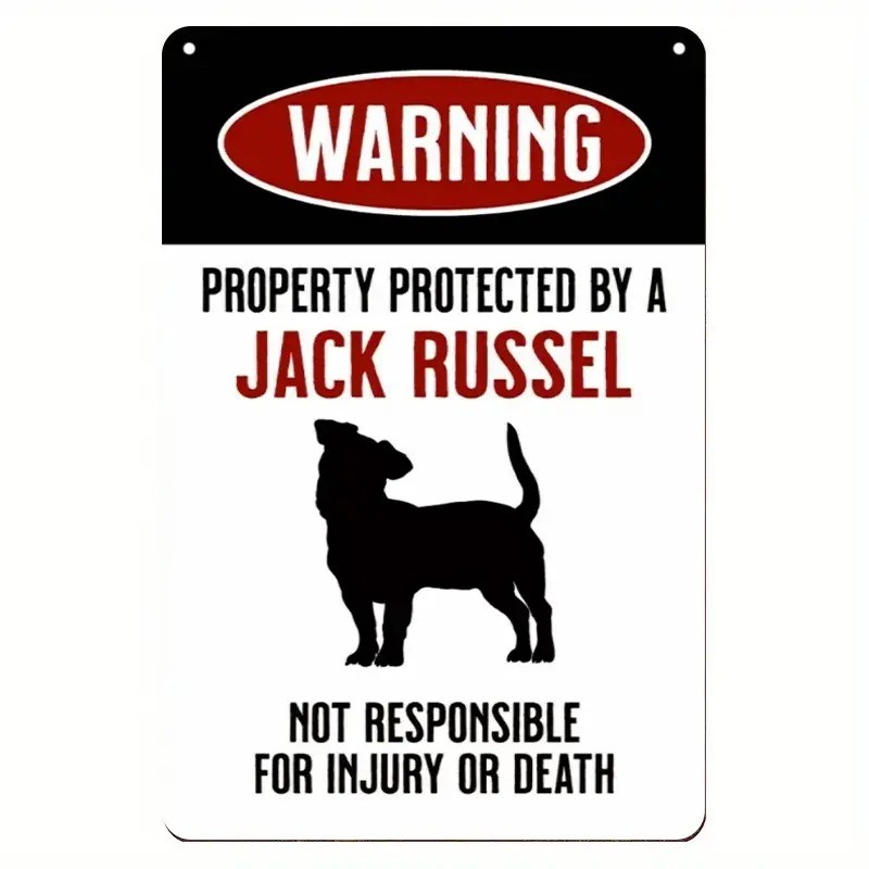  Jack Russell Terrier Warning Humorous Tin Metal Signs Home Décor 8x12