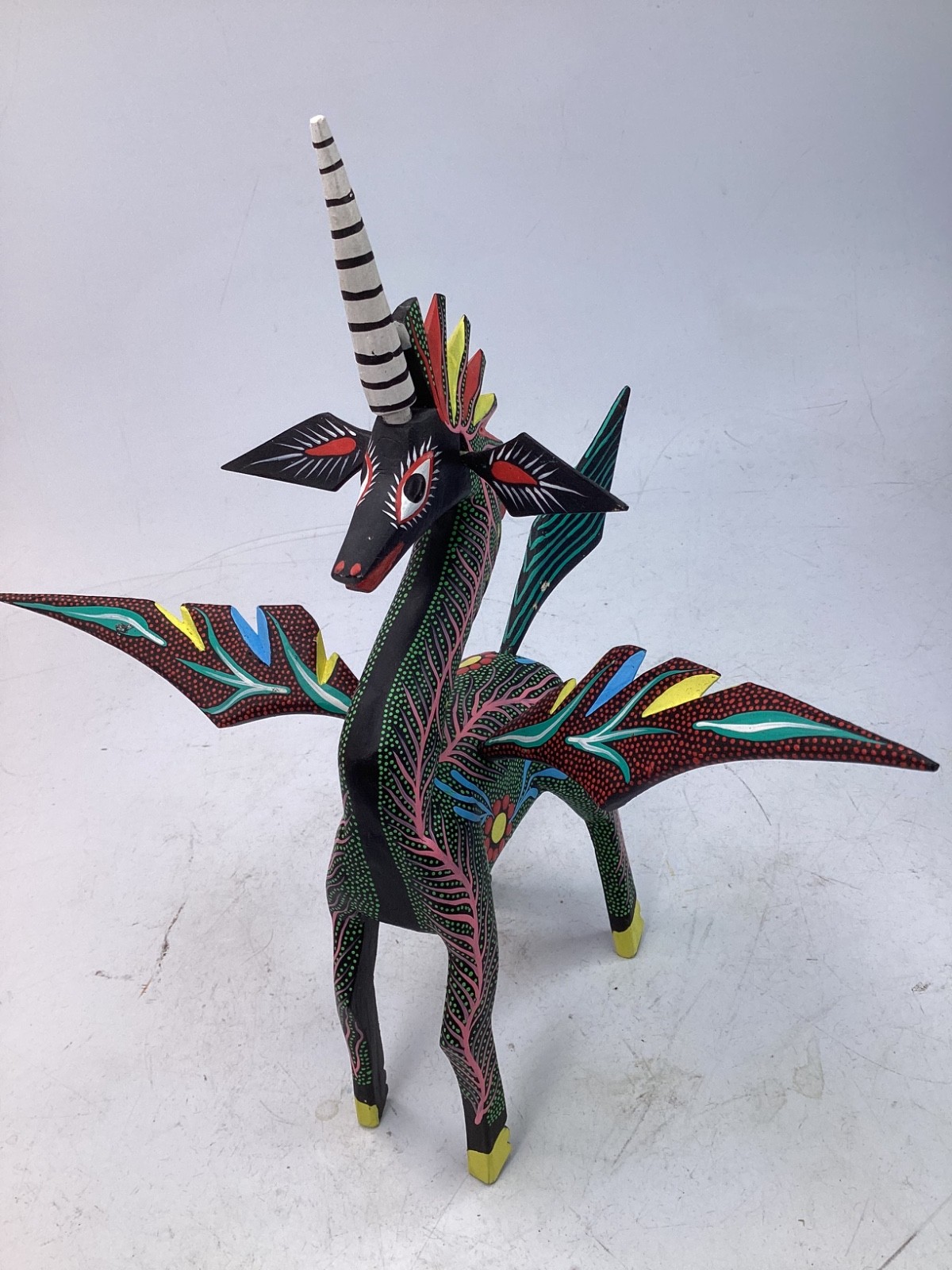 Vintage Pegasus Statue Folk Art Mexican Pottery ALEBRIJES spirit animal (k3)