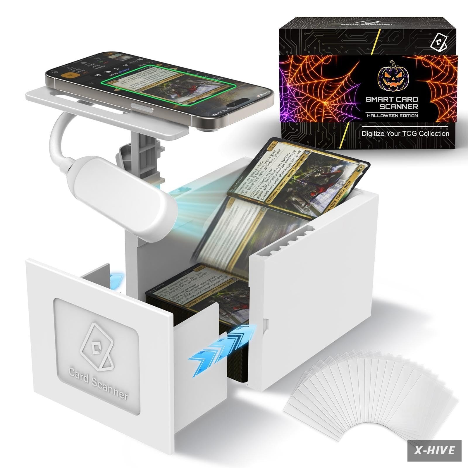 Card Scanner Stand LED Light Hands-Free for TCG MTG & Sports Cards Gift Box