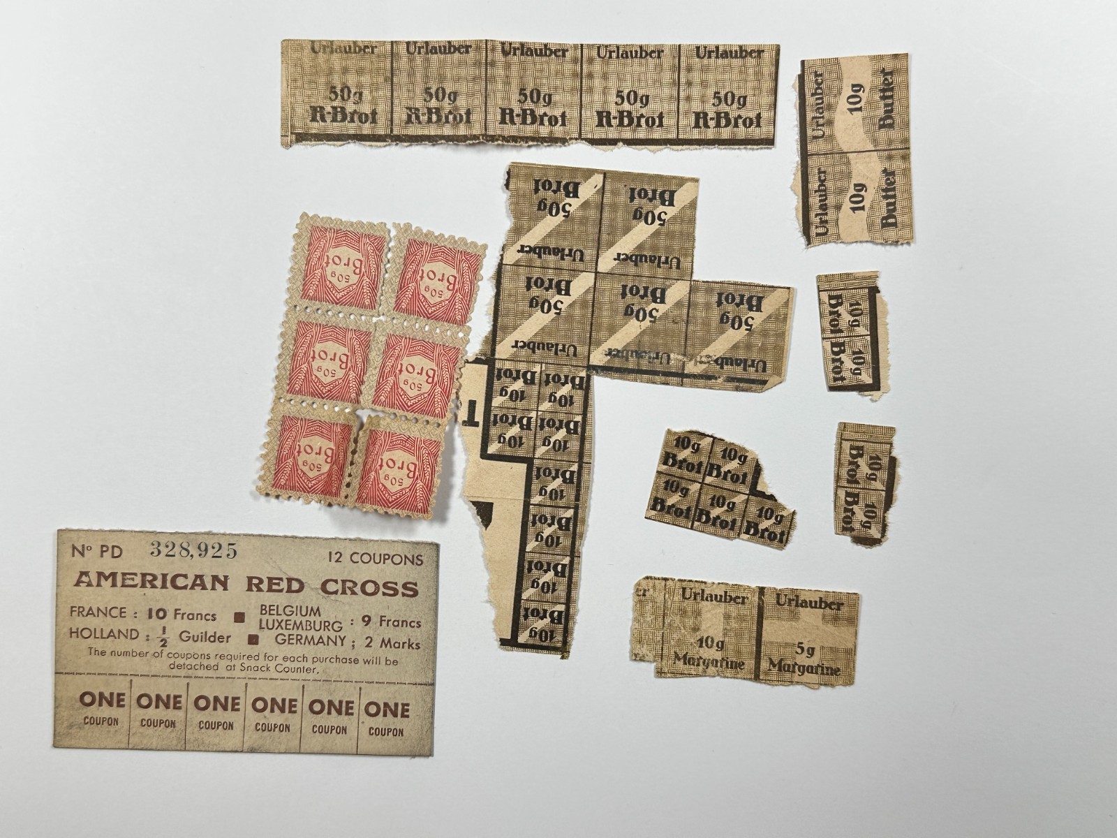 WWII American Red Cross POW Coupon Card + German Ration Stamps Lot