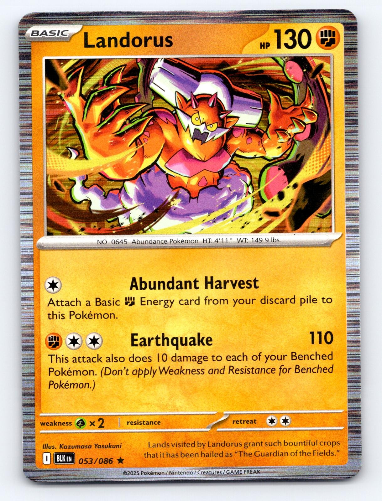 Landorus 053/086 Holo Rare Black Bolt Pokemon Near Mint