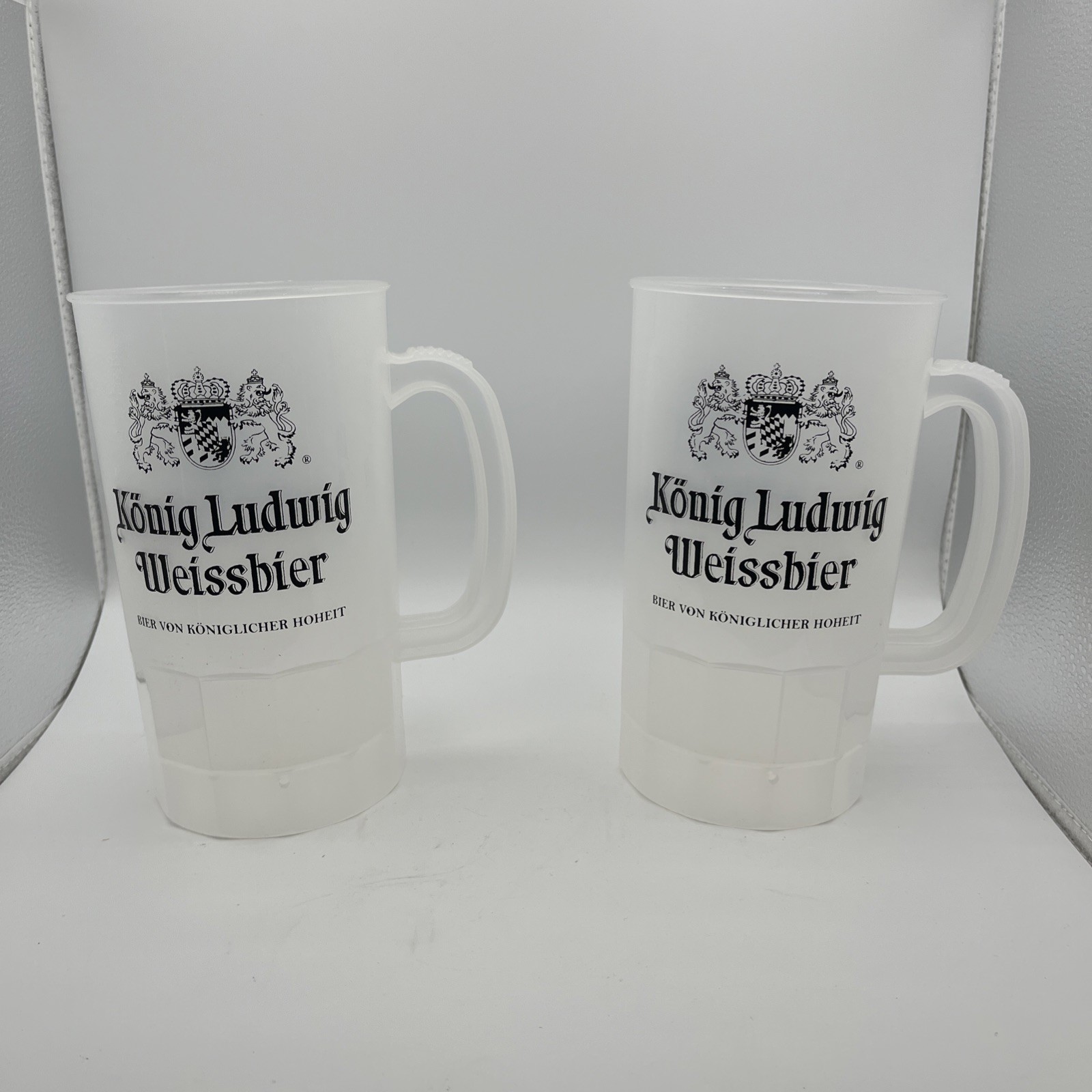 2 König Ludwig Weissbier Plastic Mugs Collectible King Ludwig Wheat Beer
