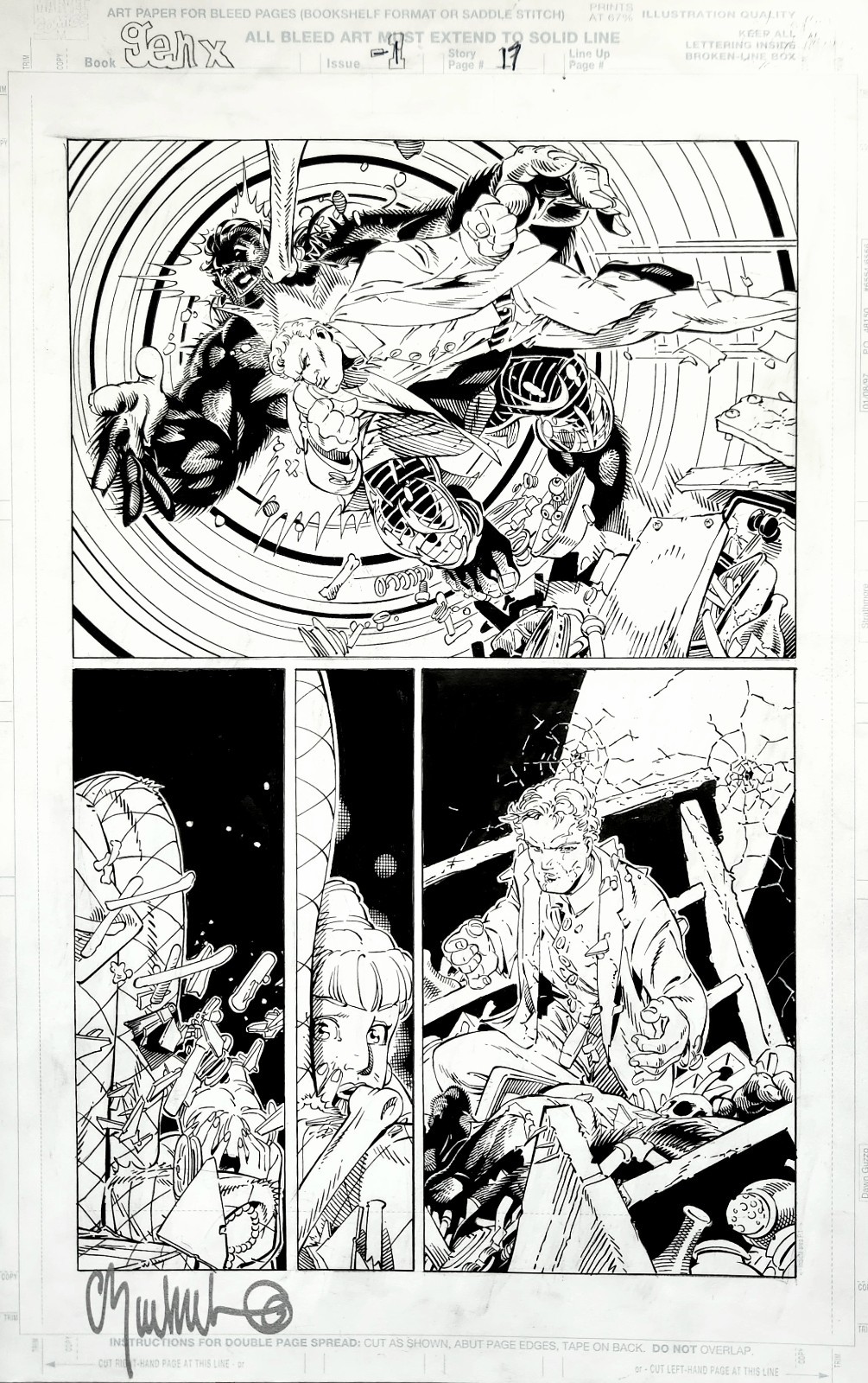 Generation X #-1 Page Original Splash Art Emma Frost Beast Banshee Chris Bachalo