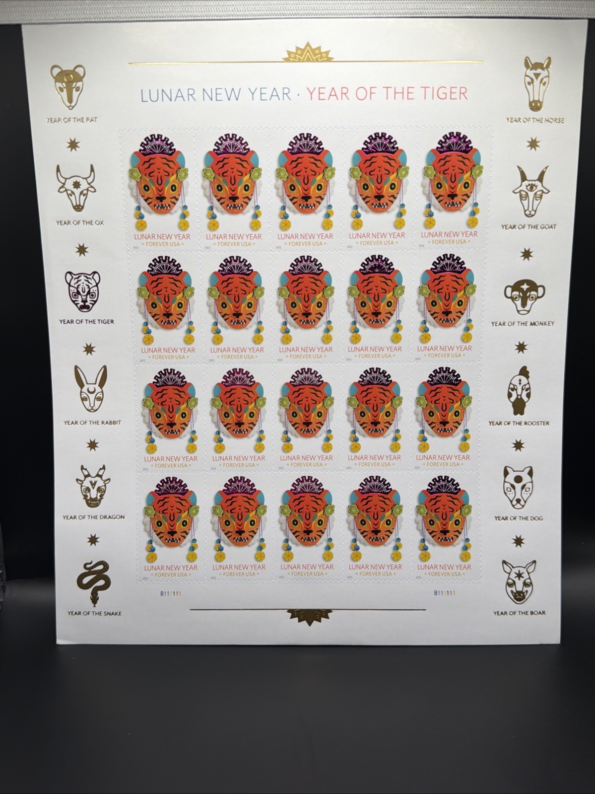 2022 USPS Lunar New Year-Tiger Forever Stamp Sheet of 20 Collectible Stamps