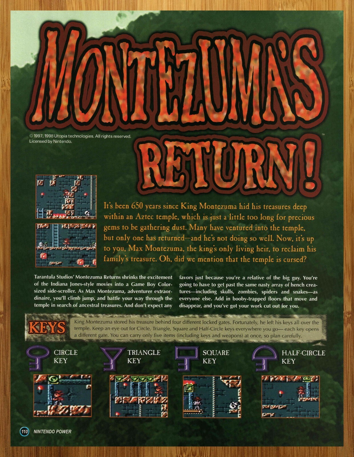 1998 Montezuma's Return Game Boy Print Ad/Poster Page Authentic Video Game Art