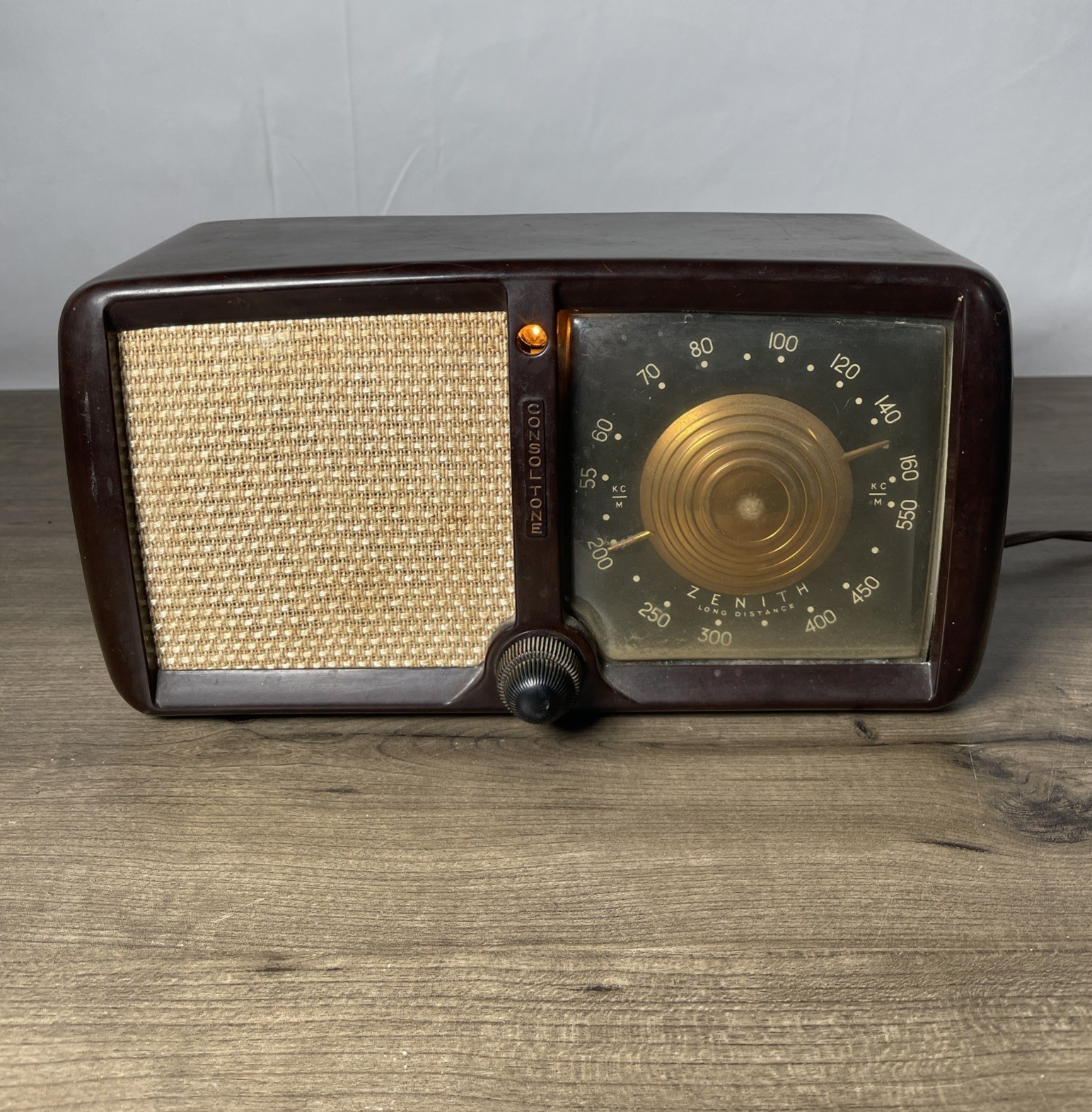🔥vtg Zenith Consoltone Long Dist. Tube Table Radio 5D011Z Tested Works Great