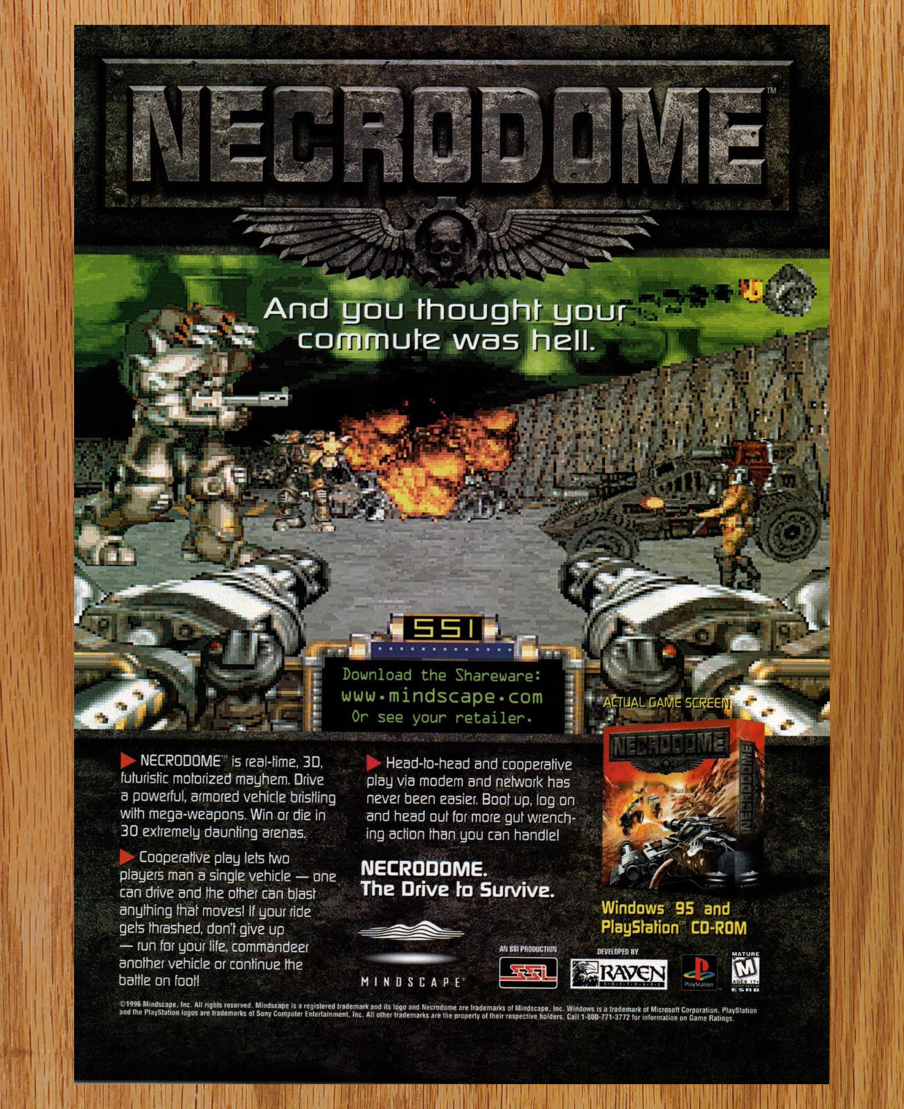 Necrodome SSI Mindscape PS  - Video Game Print Ads Poster Promo Art 1996