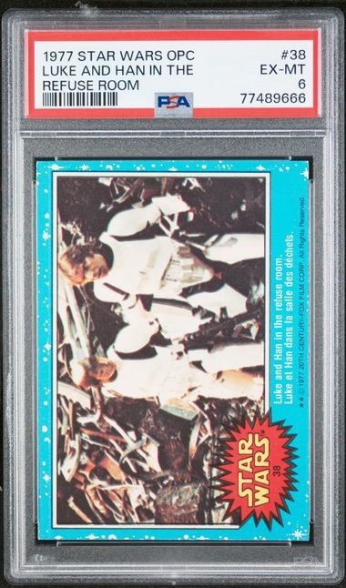 1977 O-PEE-CHEE STAR WARS #38 LUKE AND HAN IN THE REFUSE ROOM PSA 6