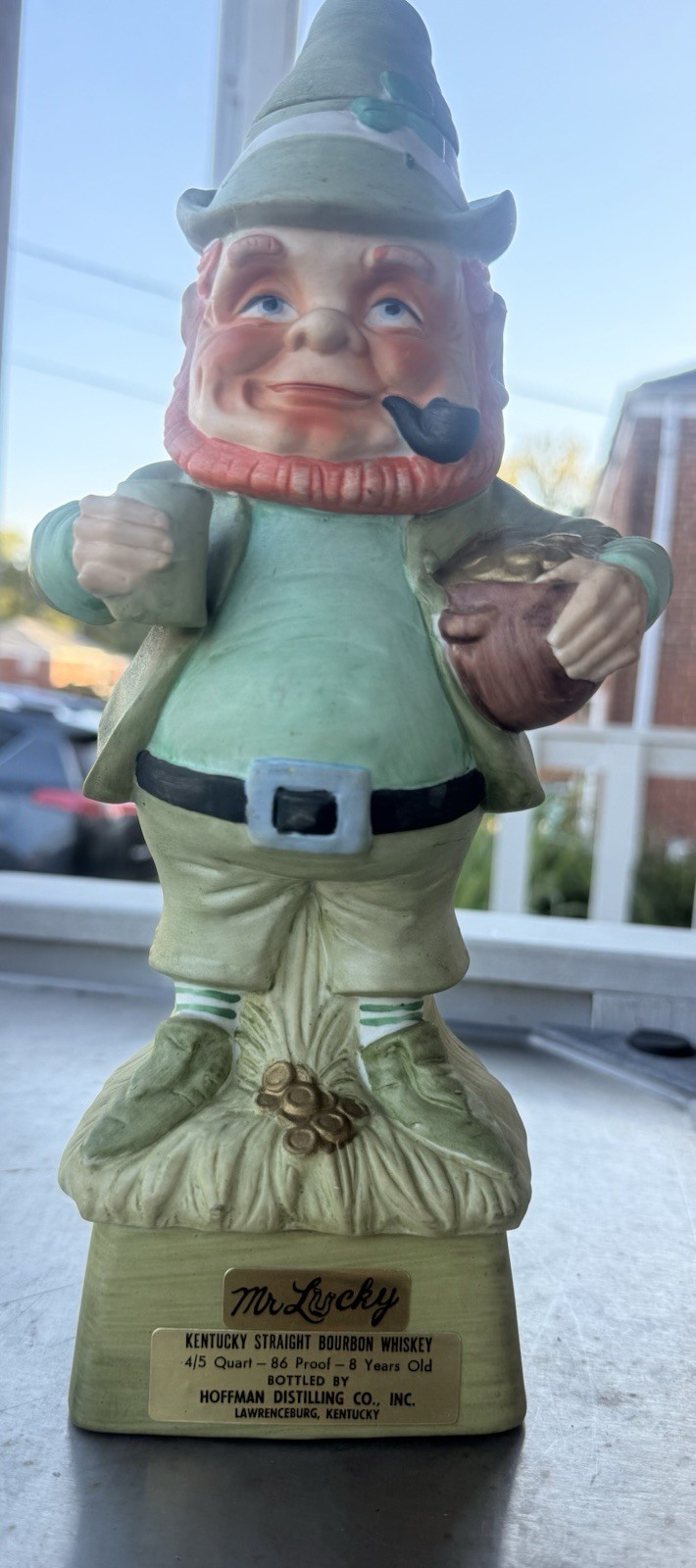 Vintage 1972 Hoffman Distilling Co Mr Lucky Leprechaun Musical Decanter WORKING