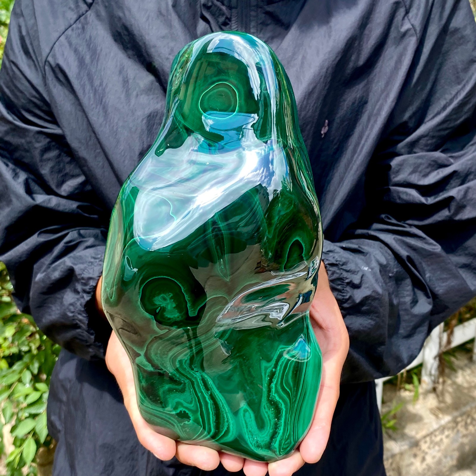 8.68LB Natural glossy Malachite transparent cluster rough mineral sample