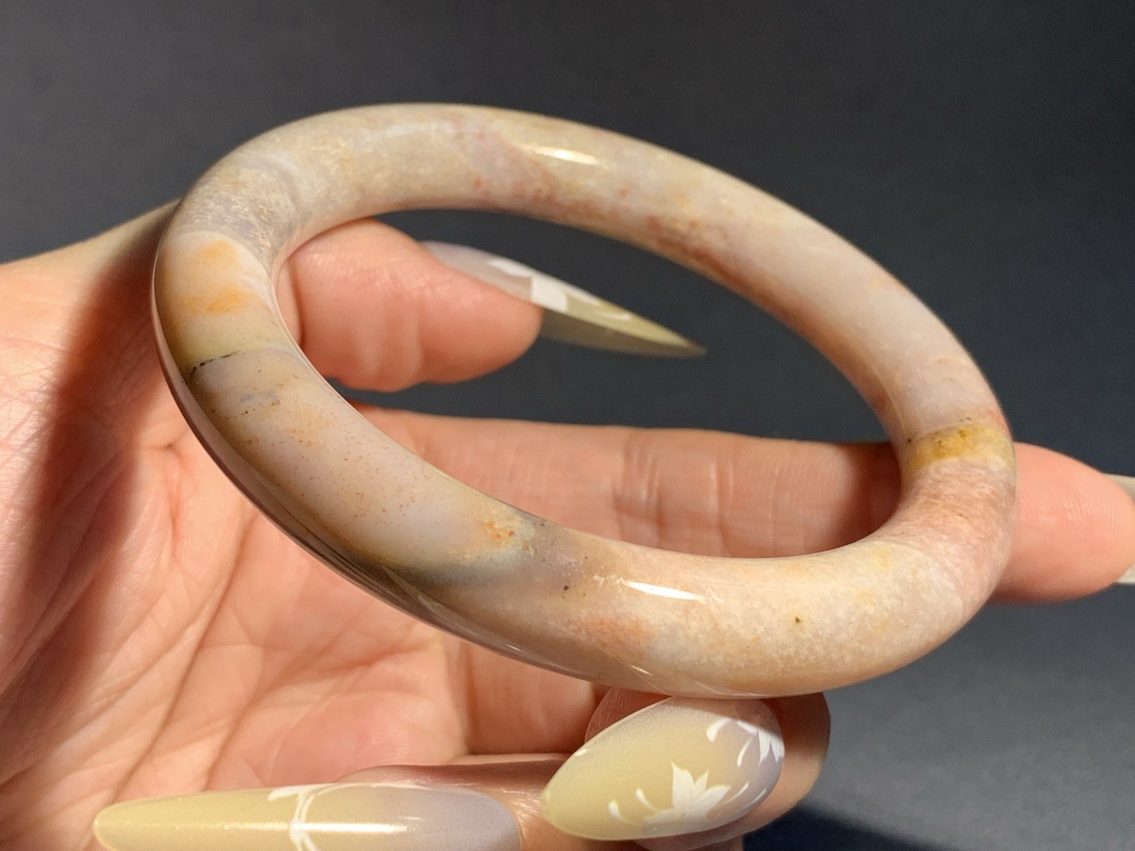 56.5mm Rare Natural  Multi Soft Color Marine Jasper Bangle