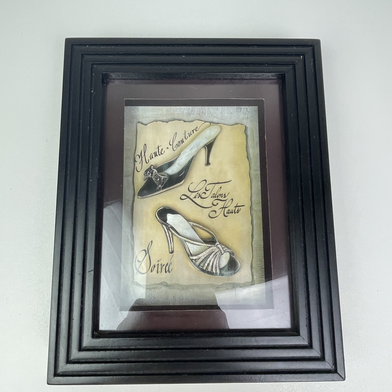 Vtg French Boutique Pictures Couture Parlor Shadowbox Arden Shoe 8x 10”