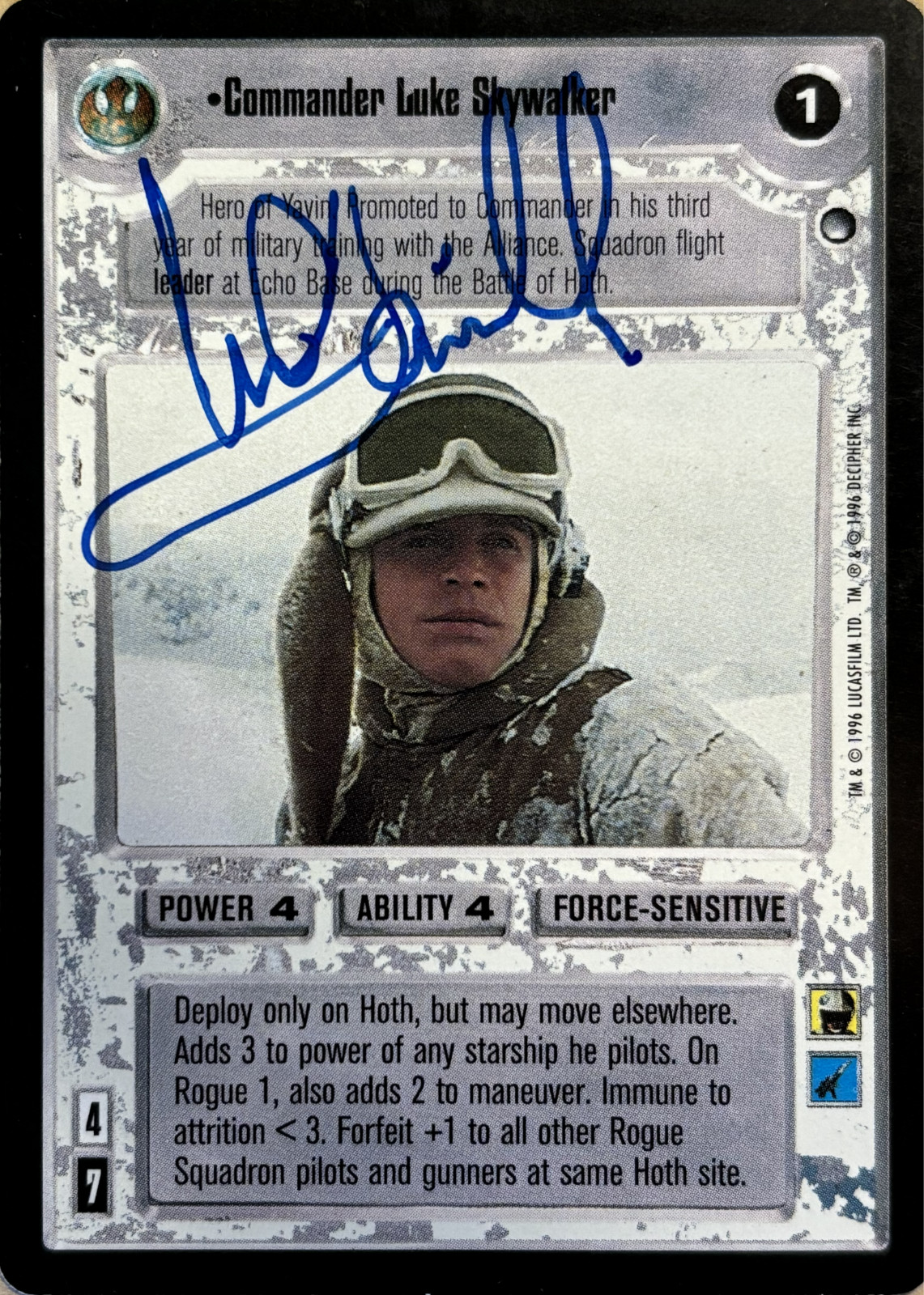 Mark Hamill Signed Autograph - Star Wars CCG - Hoth - Commander Luke Skywalker