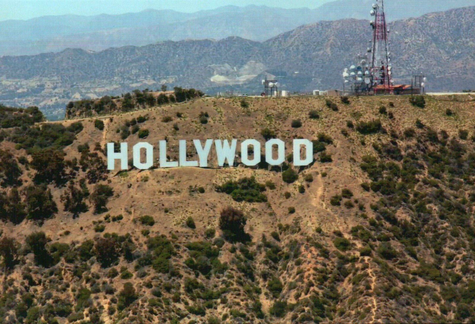 The Hollywood Sign Landmark Los Angeles California, CA City of Films -- Postcard