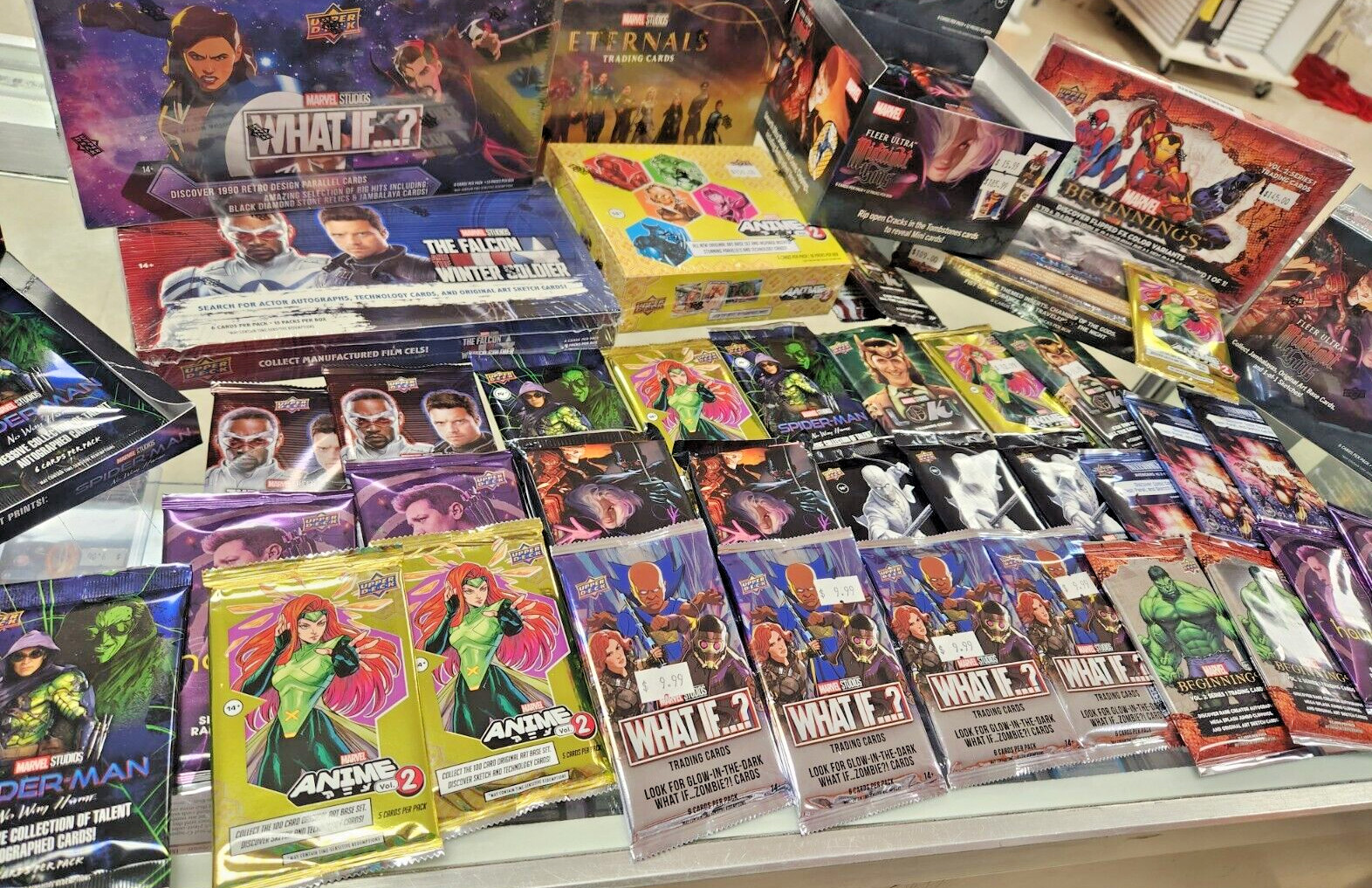 Huge Marvel Comic Card Collection W/ 1 Sealed Booster Pack, Autos, Inserts More