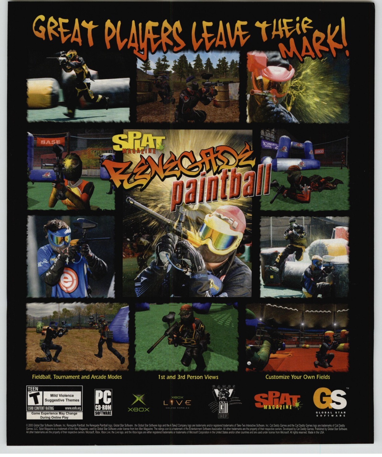 Splat Magazine Renegade Paintball PC Xbox Game Art 2005 Vintage Print Ad Poster 