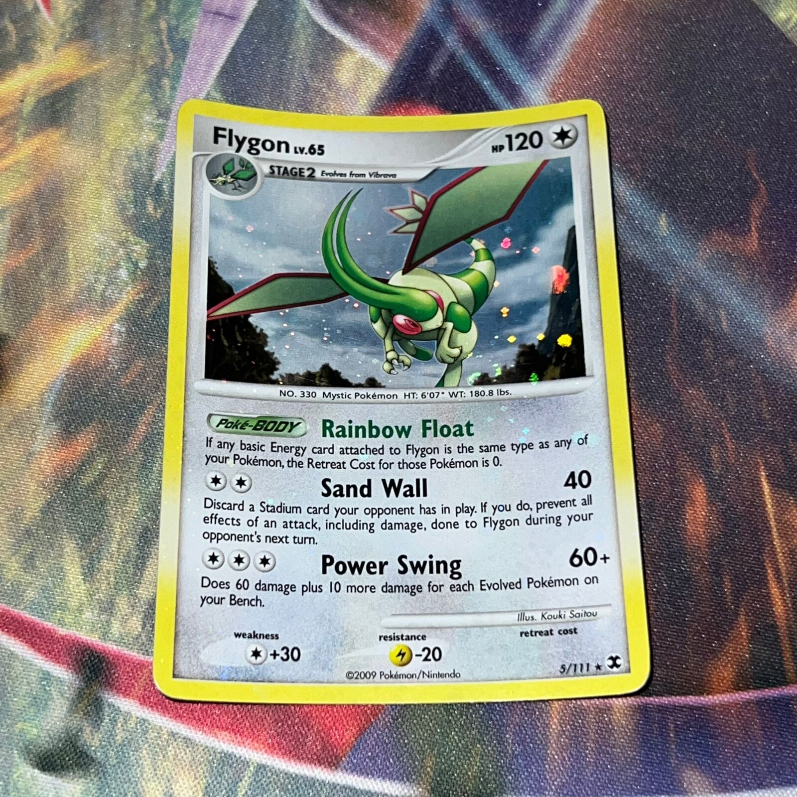 Flygon ~ 5/111 ~ Holo Swirl ~ RISING RIVALS ~ Moderate PLAY ~ Pokemon Card