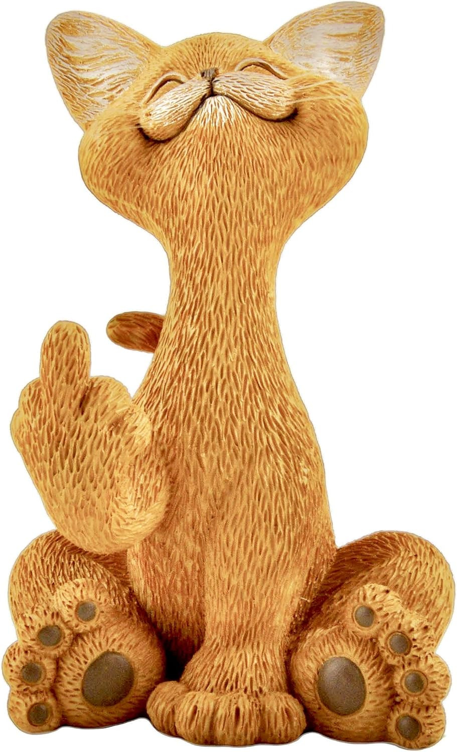 Catitude - Whimsical Cat Raising Middle Finger Figurine - Hilarious Get Ready fo