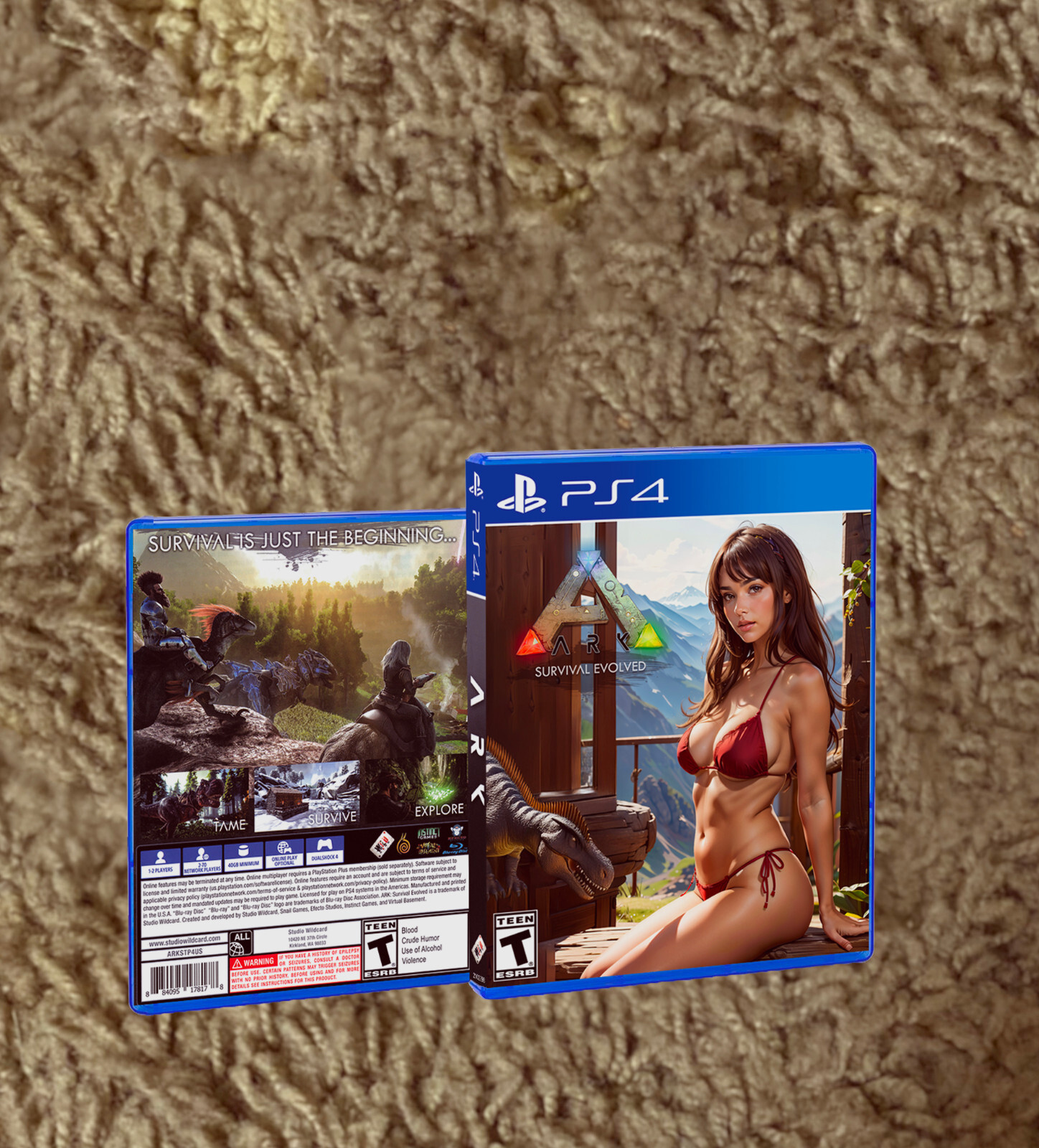 Ark Survival Evolved PS4 CUSTOM COVER ART & CASE - NO GAME