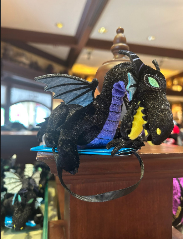 2026 Authentic HongKong Disney Maleficent Dragon Plush Magnetic Shoulder Pal New
