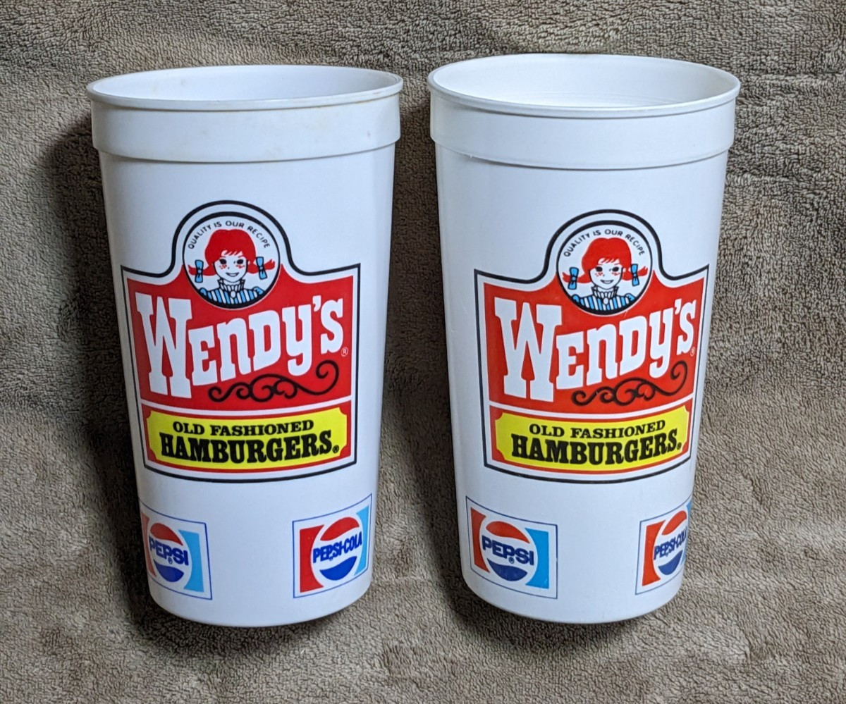 RARE Vintage Wendy's 32 oz Pepsi Drink Cup Large Size 1990's Fast Food