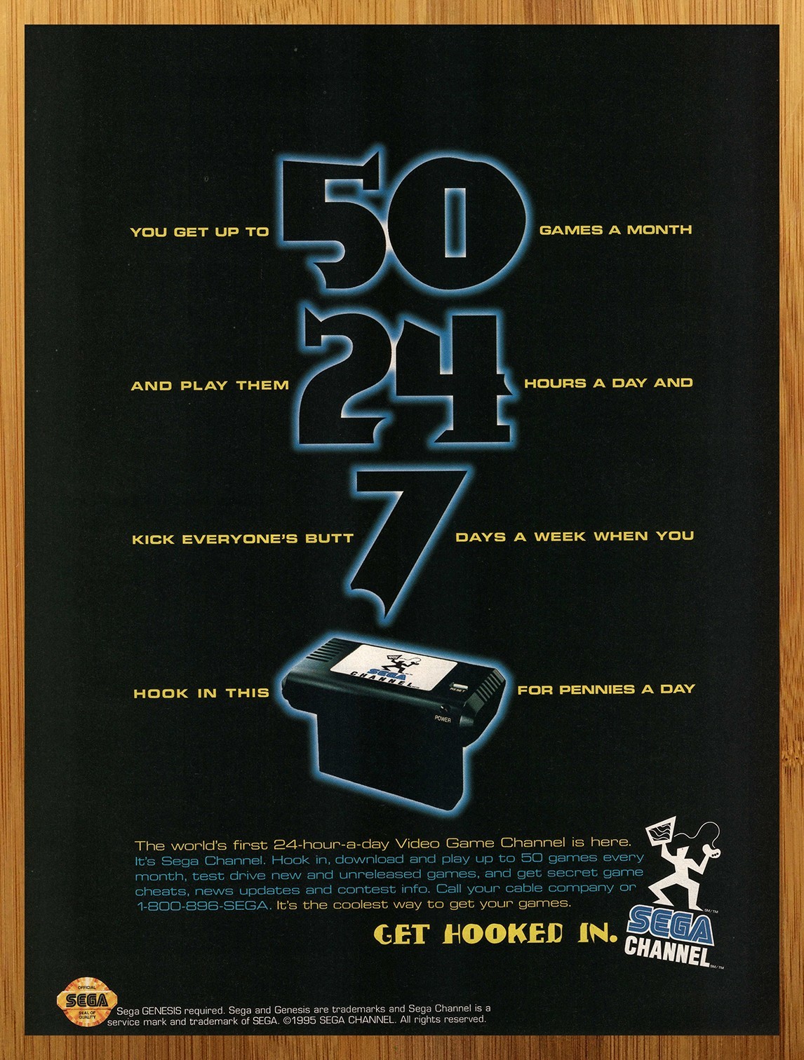 1995 Sega Channel Vintage Print Ad/Poster Genesis Video Game Accessory Art 90s