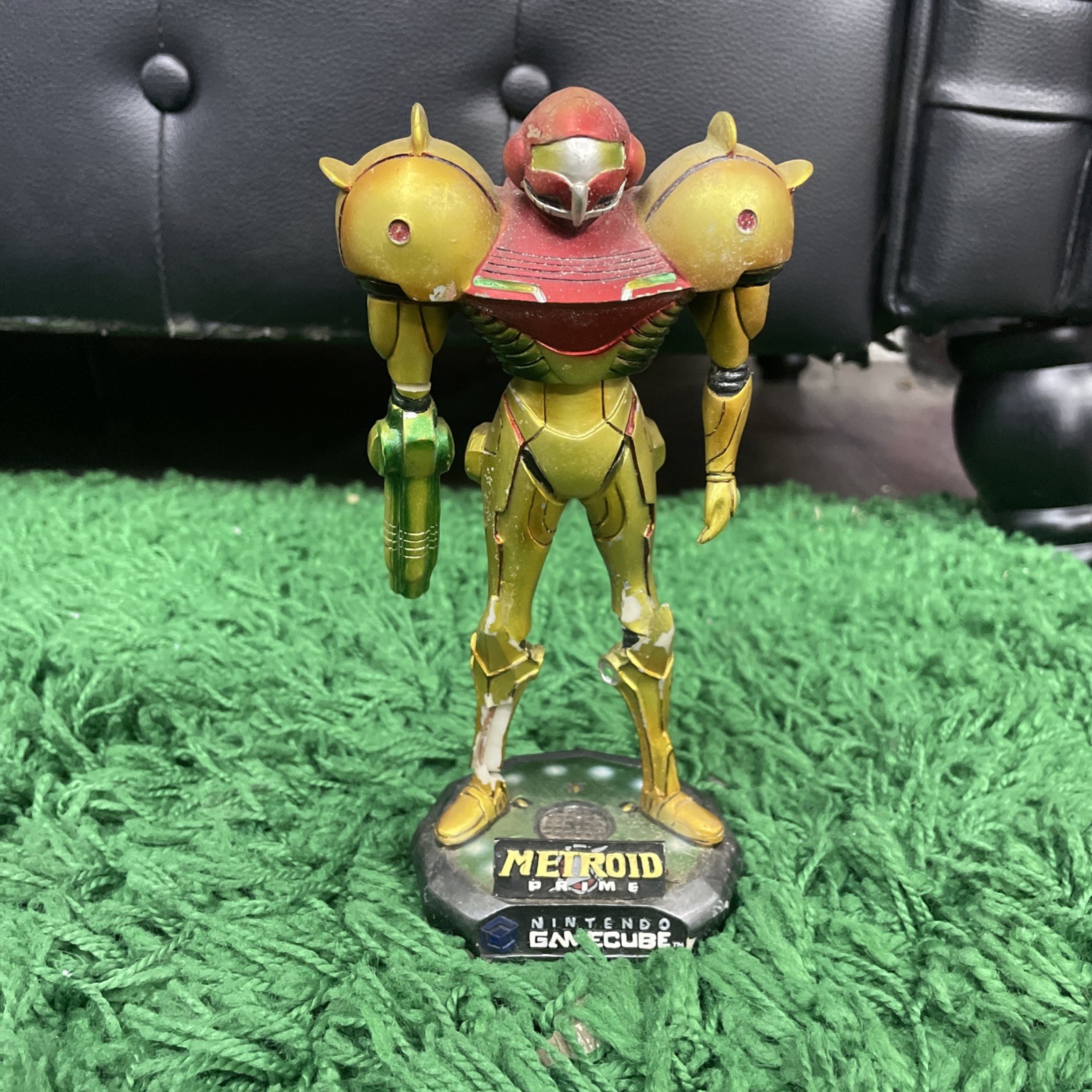 Nintendo Metroid Samus Aran Bobblehead Figure w/ Base Plastic Gold Red Green