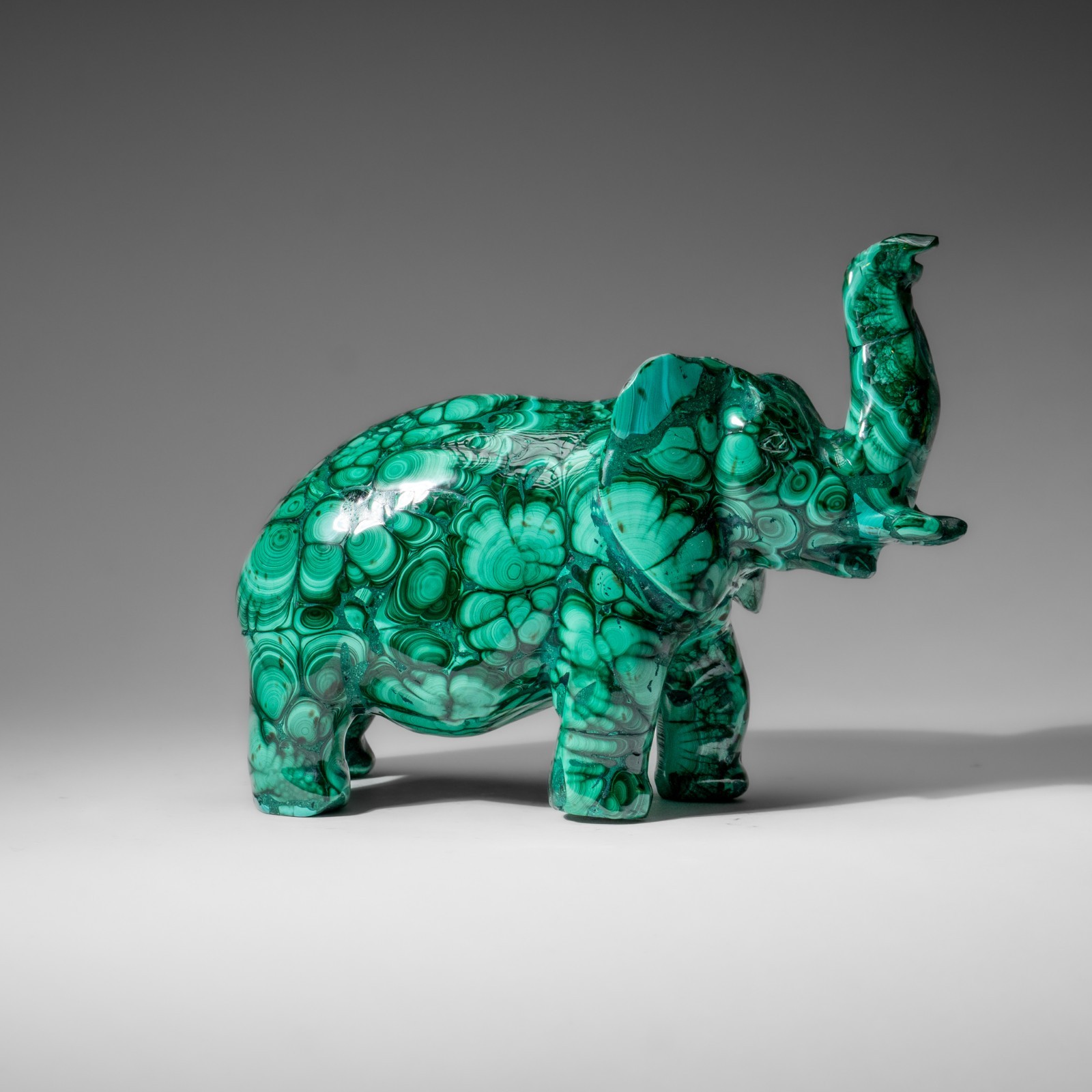 Genuine Polished Malachite Elephant Carving (6.3 lbs)