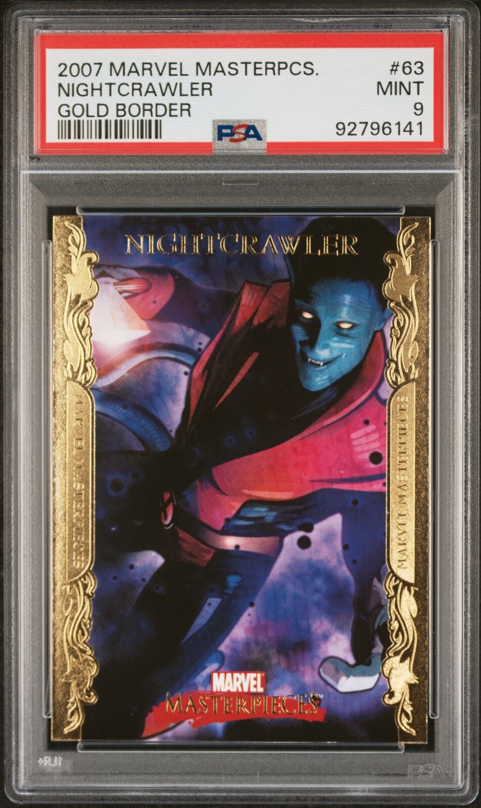 2007 Marvel Masterpieces #63 Nightcrawler Gold Border PSA 9 MINT