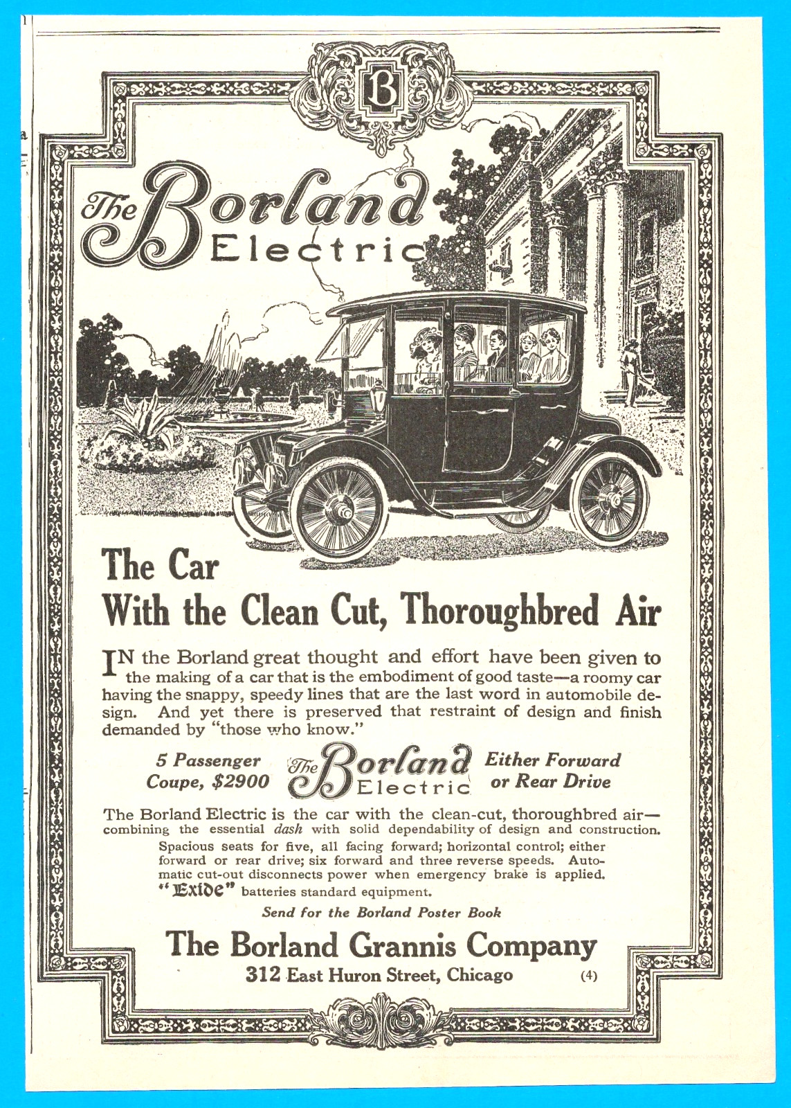 Borland Electric antique motorcar vehicle car 1913 automobile carriage mansion