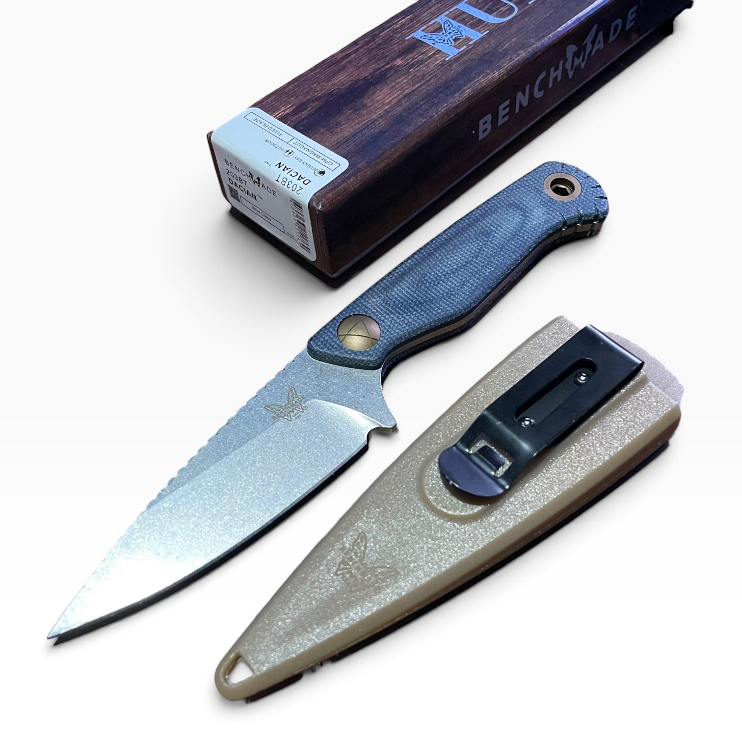 Benchmade Dacian 203 Blue Denim Micarta CPM-MagnaCut Stonewash Fixed Blade