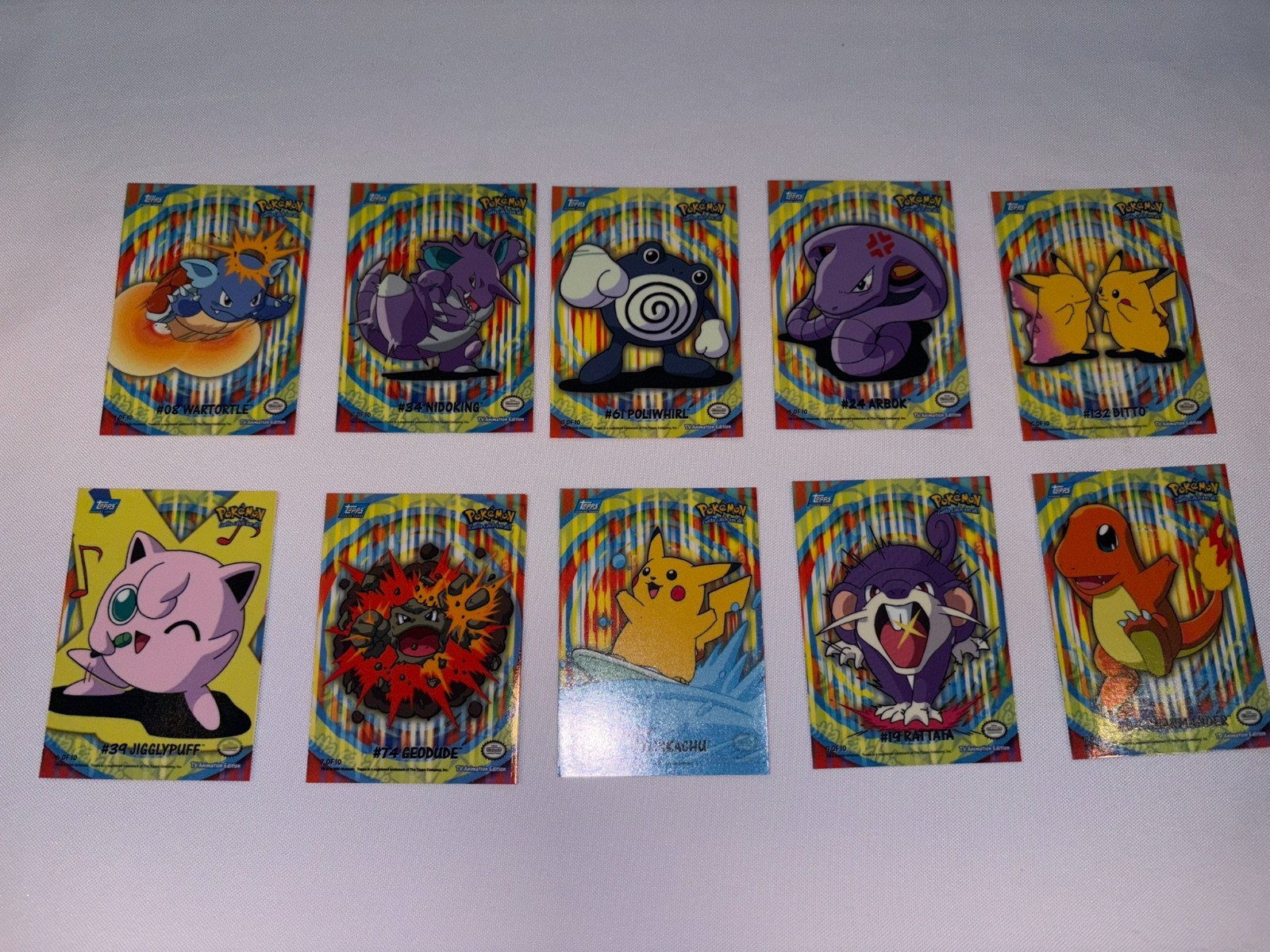 Pokemon TOPPS TV Series 2 Complete Sticker / Stick on COMPLETE SET OF 10 PIKACHU