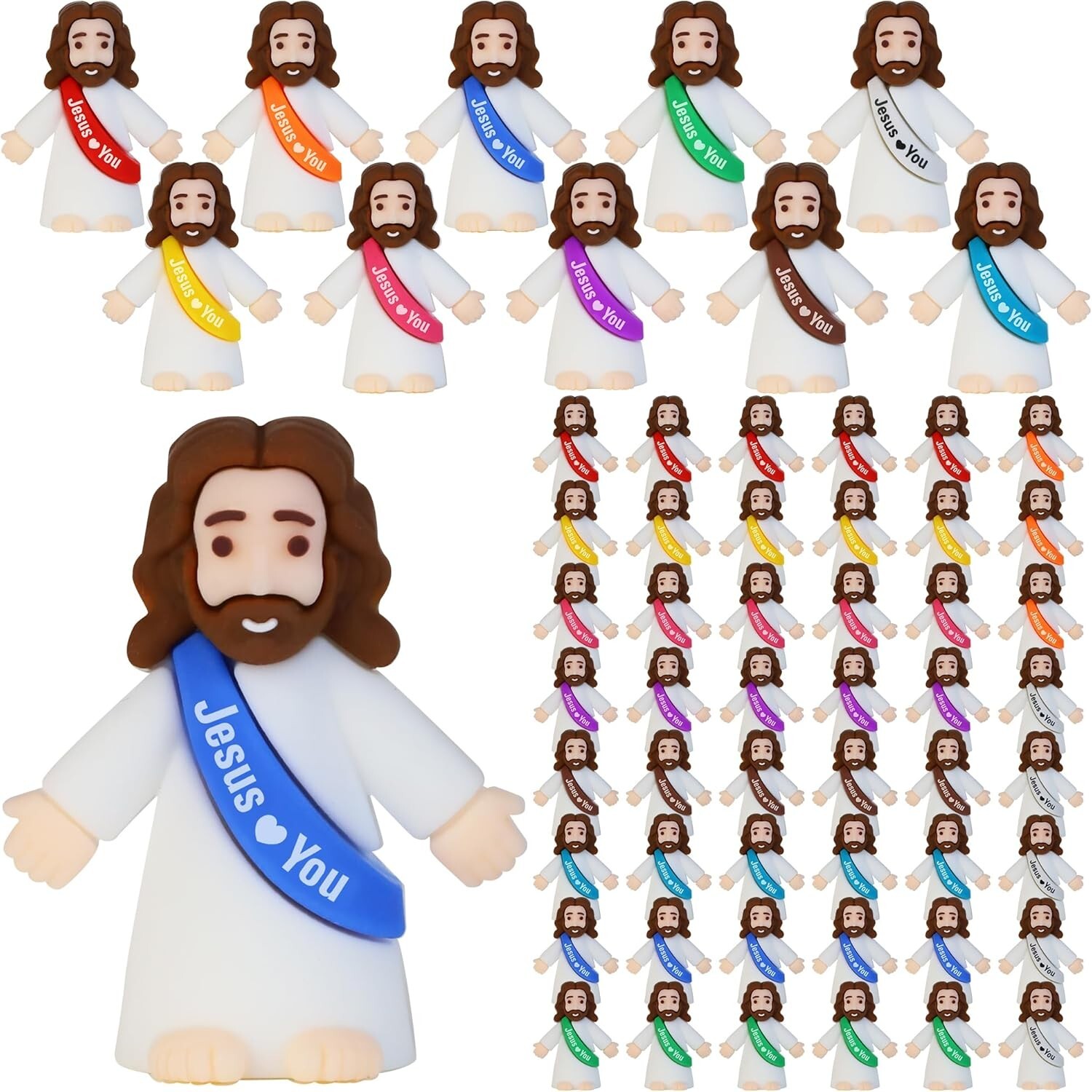 50 Pcs Mini Jesus Figures Jesus Loves You Original Design Jesus Toys Little Jes