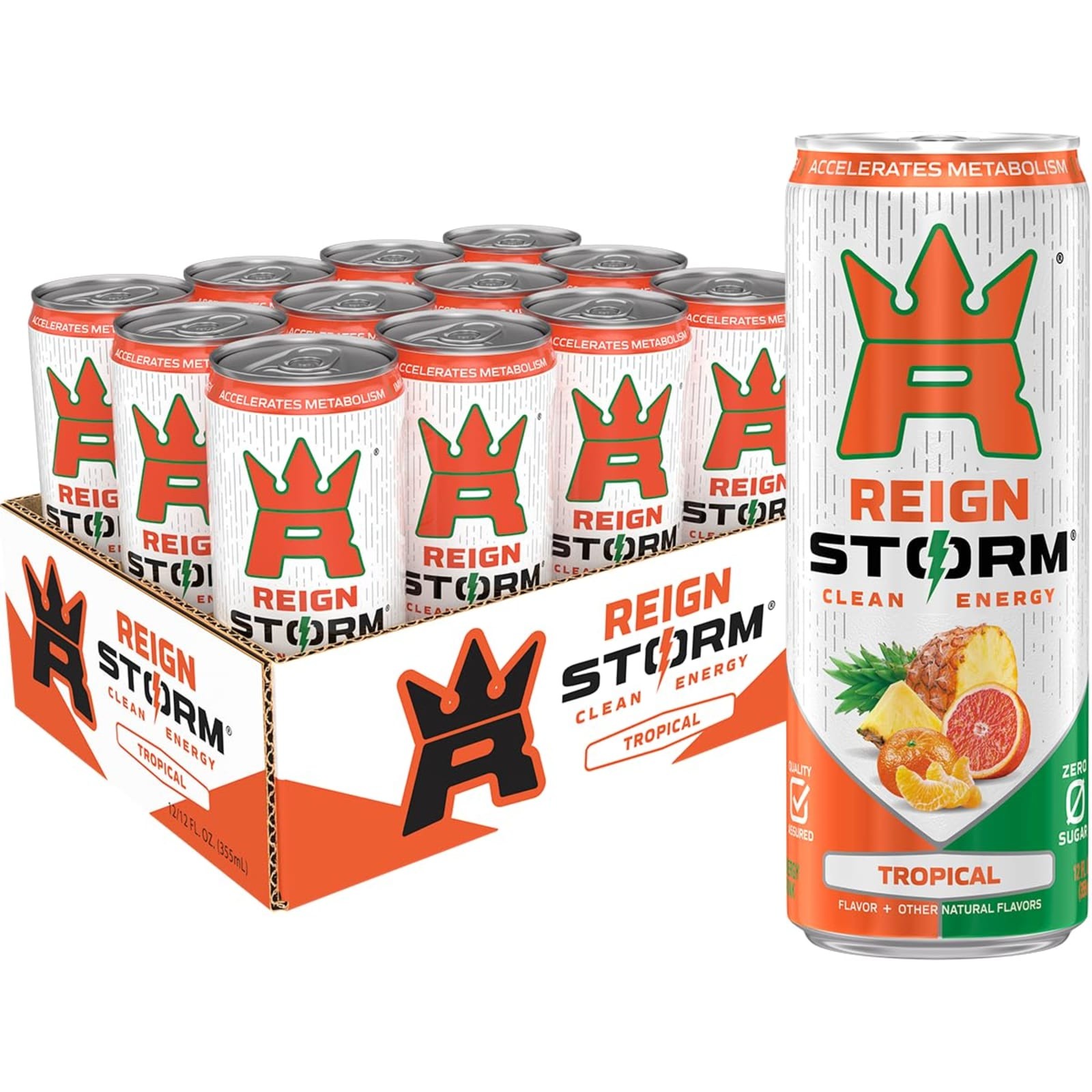 REIGN Storm Tropical Energy Drink Blood Orange Pineapple 12 fl oz 12 Pack