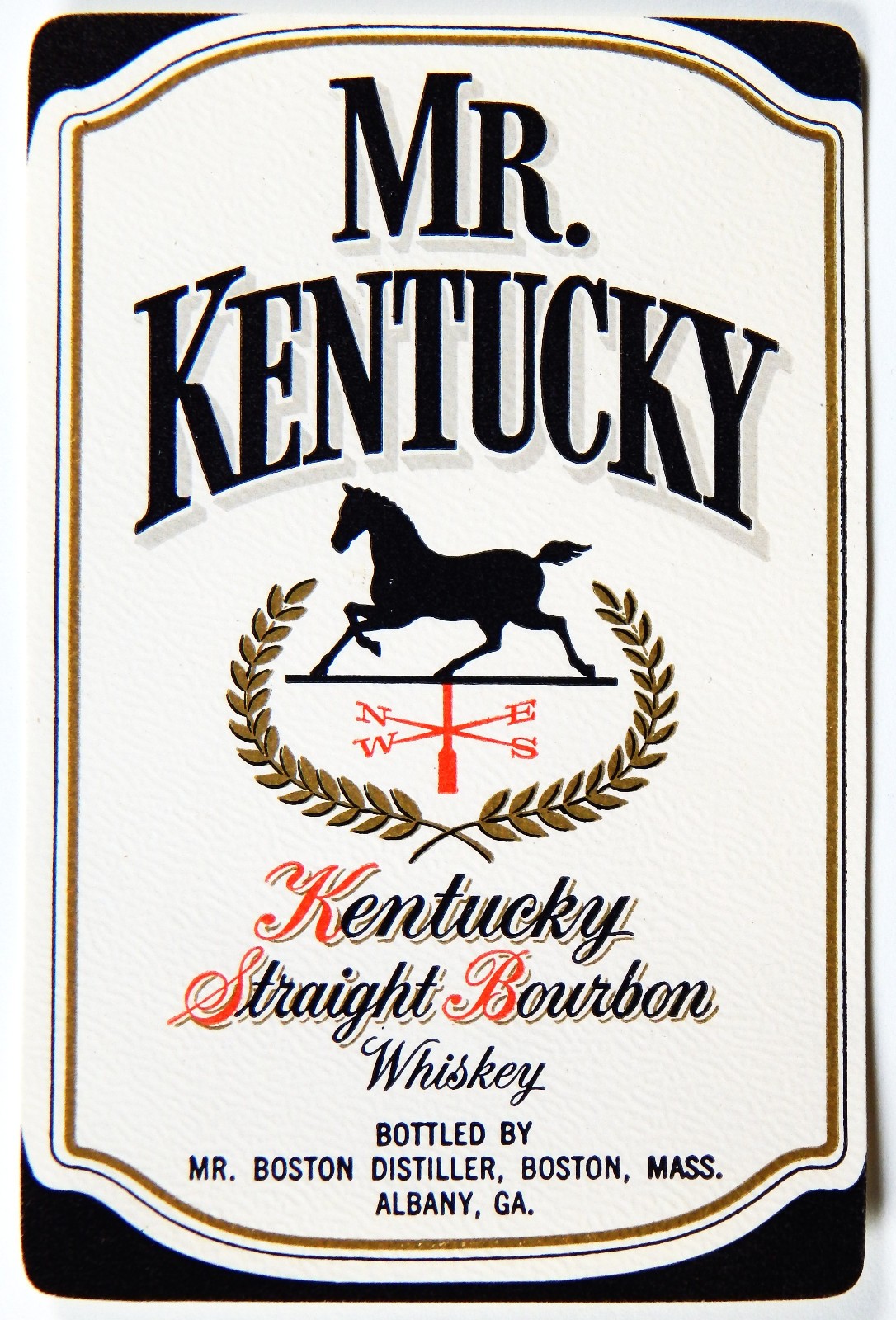 1960s MR. KENTUCKY STRAIGHT BOURBON WHISKEY BOTTLE LABEL VINTAGE 2.5\